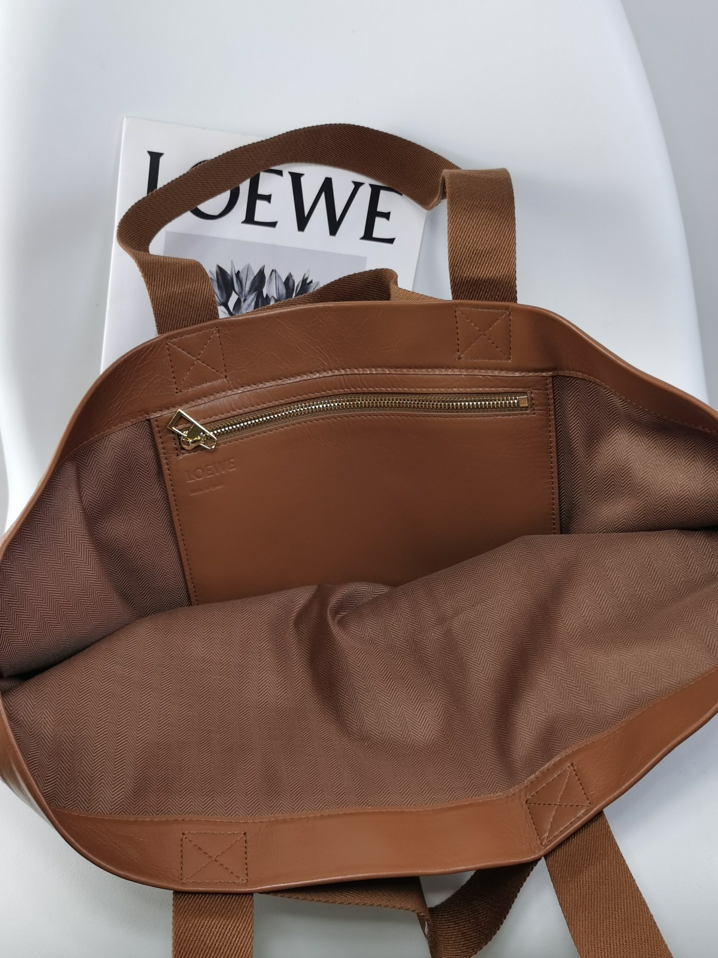 Loewe Fold Shopper in Paper Calfskin Tan