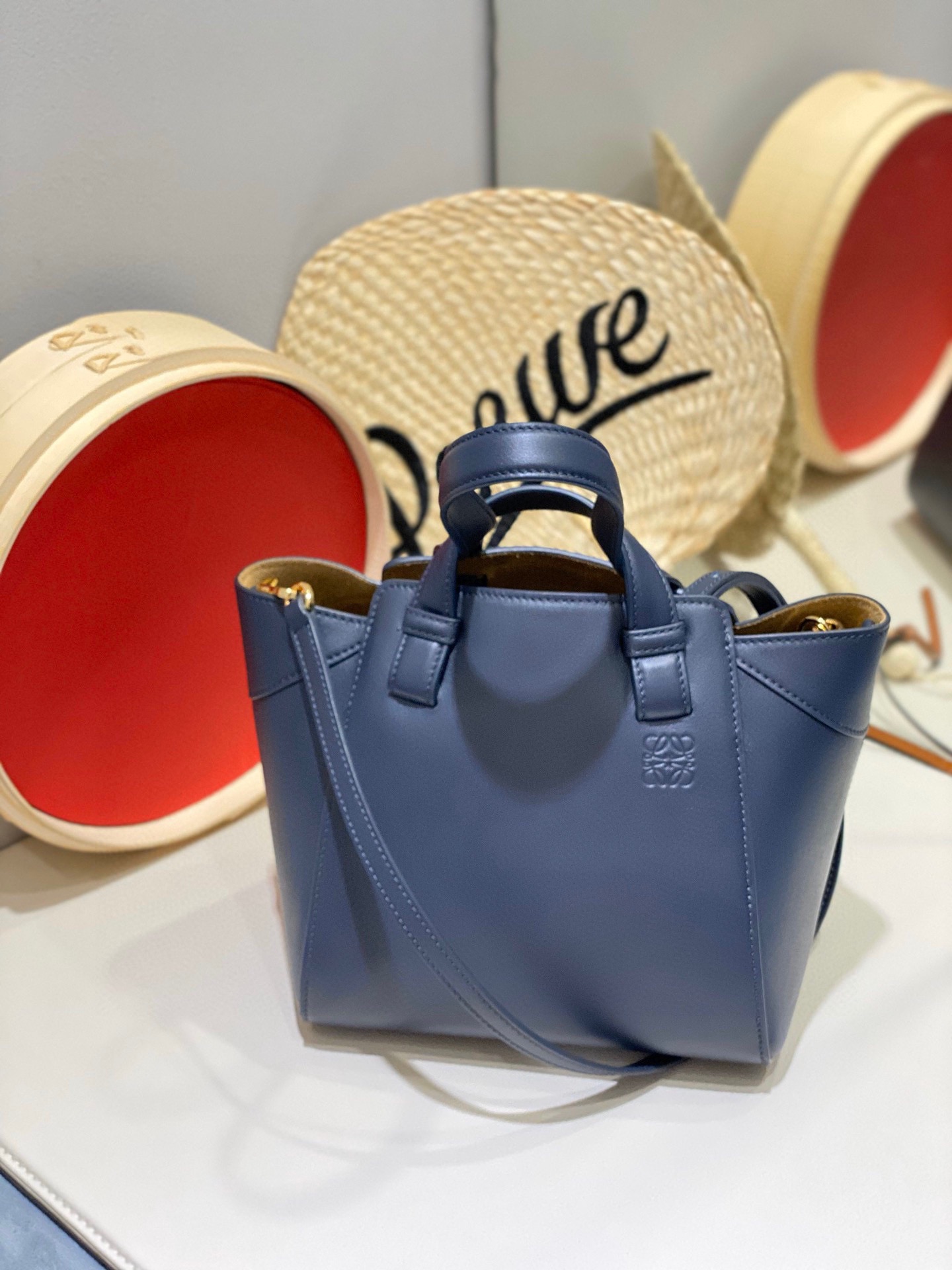 Loewe Hammock Nugget bag in Soft Grained Calfskin Dark Blue