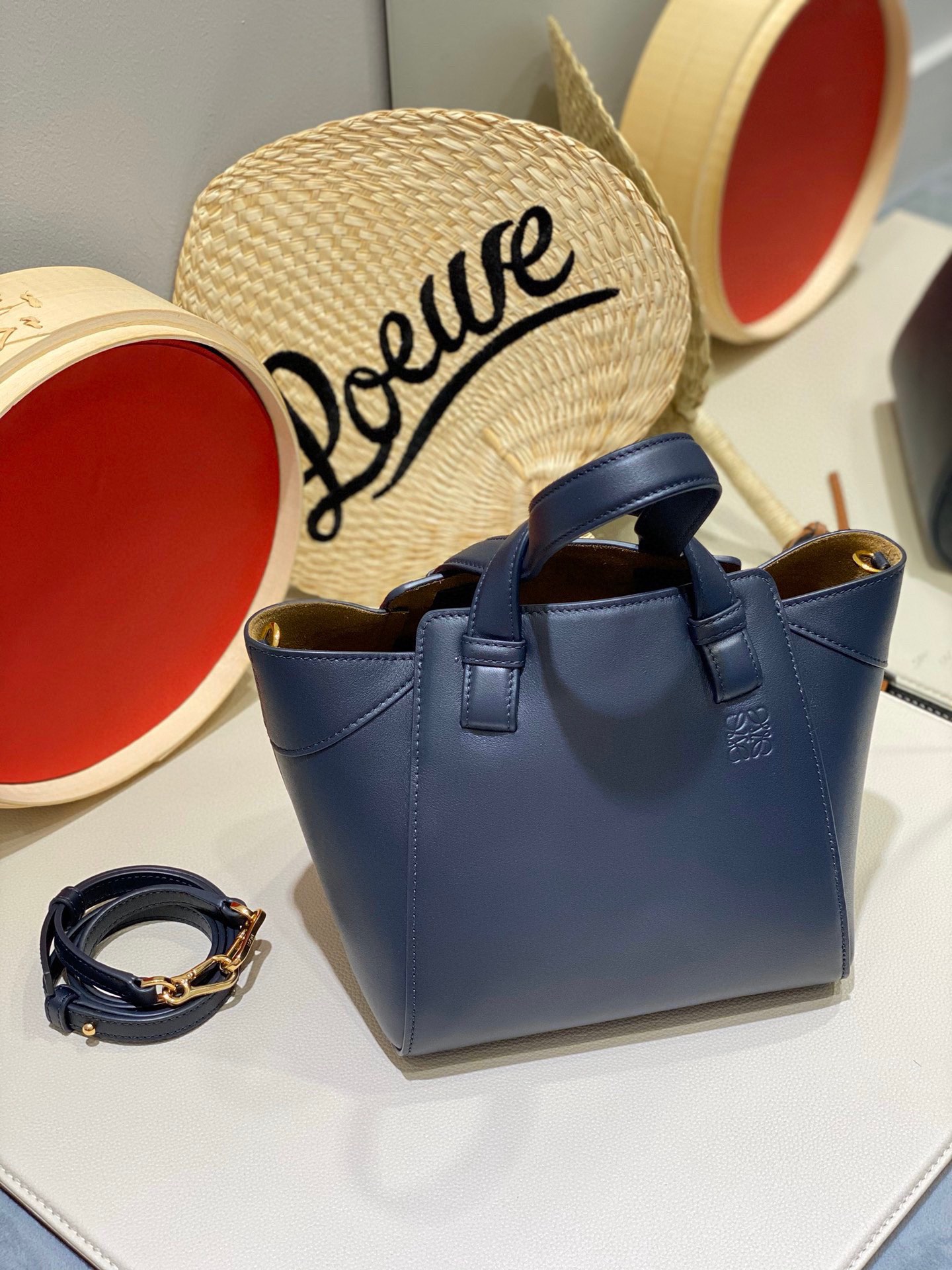 Loewe Hammock Nugget bag in Soft Grained Calfskin Dark Blue