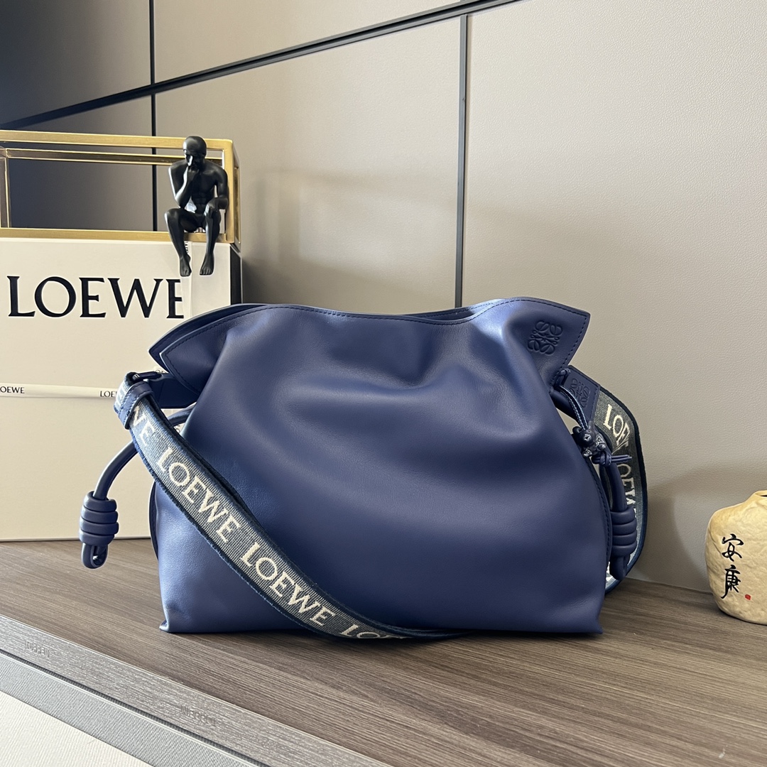 Loewe Large Flamenco Clutch in Nappa Calfskin Blue Purple Glaze