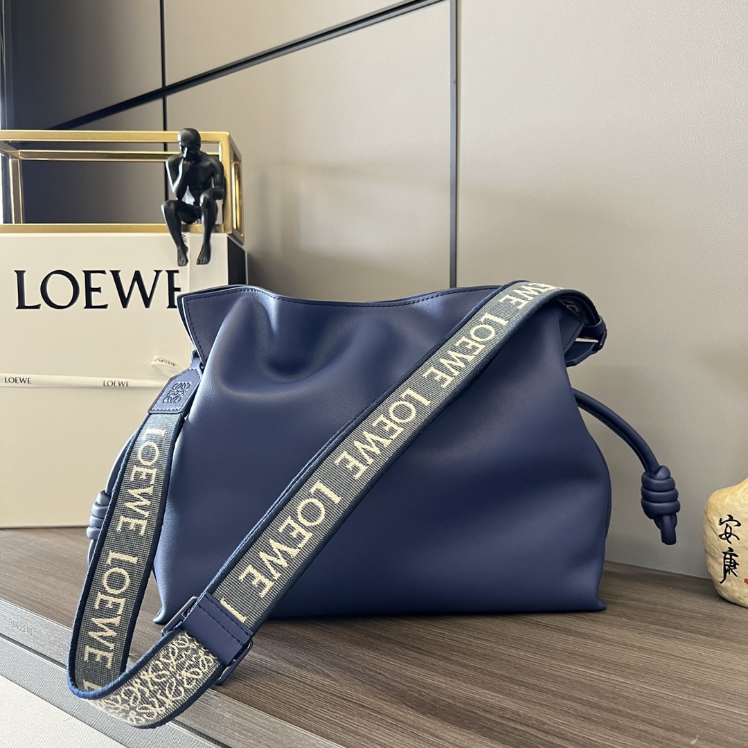 Loewe Large Flamenco Clutch in Nappa Calfskin Blue Purple Glaze