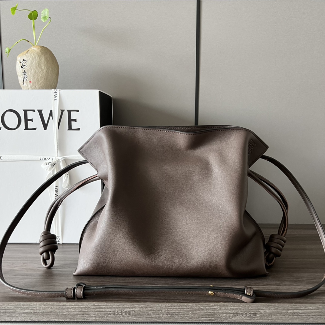 Loewe Large Flamenco Clutch in Nappa Calfskin Chocolate