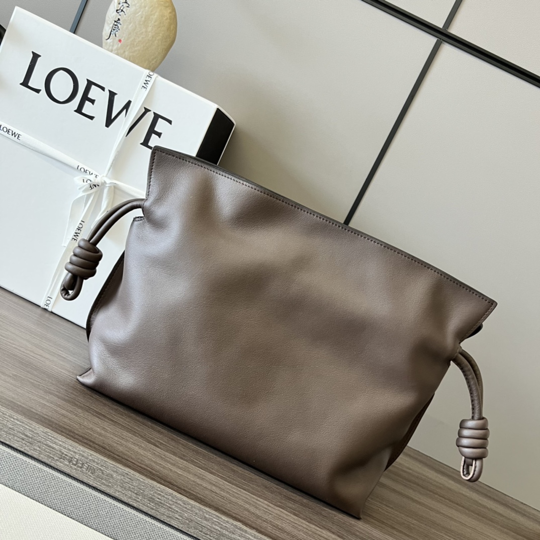 Loewe Large Flamenco Clutch in Nappa Calfskin Chocolate