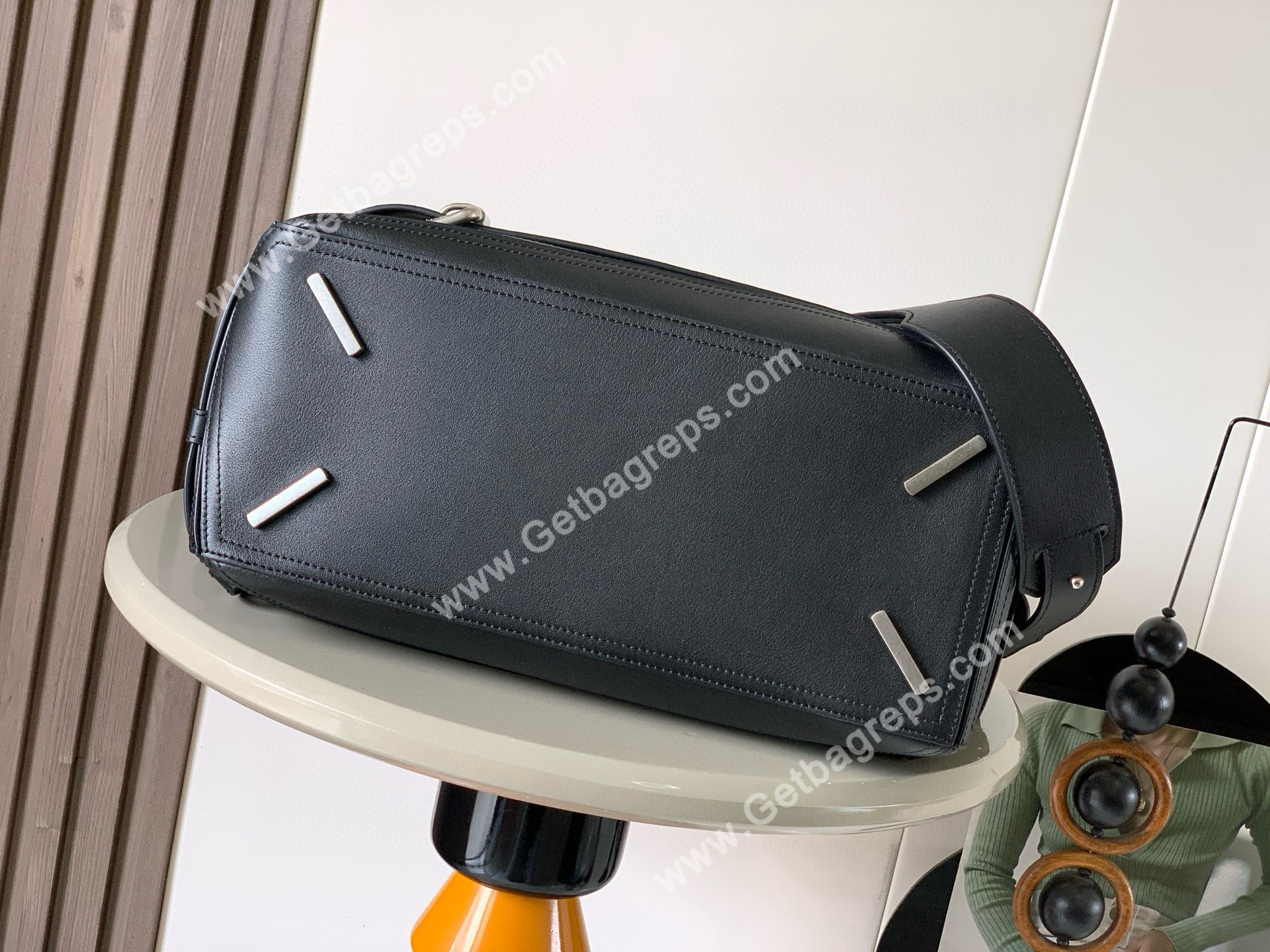 Loewe Large Puzzle Biker Bag in Shiny Calfskin Black