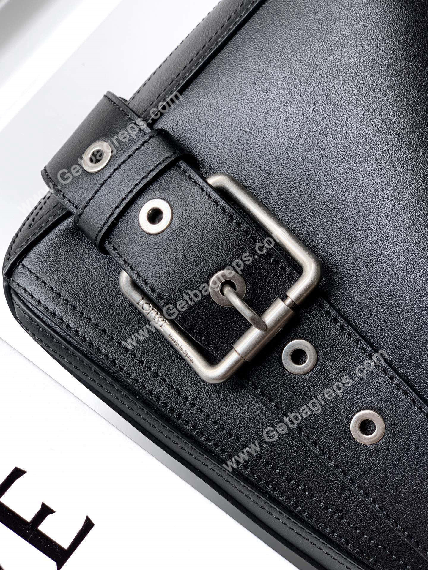 Loewe Large Puzzle Biker Bag in Shiny Calfskin Black