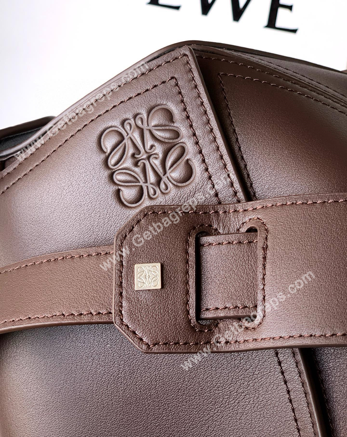 Loewe Large Puzzle Biker Bag in Shiny Calfskin Dark Chestnut