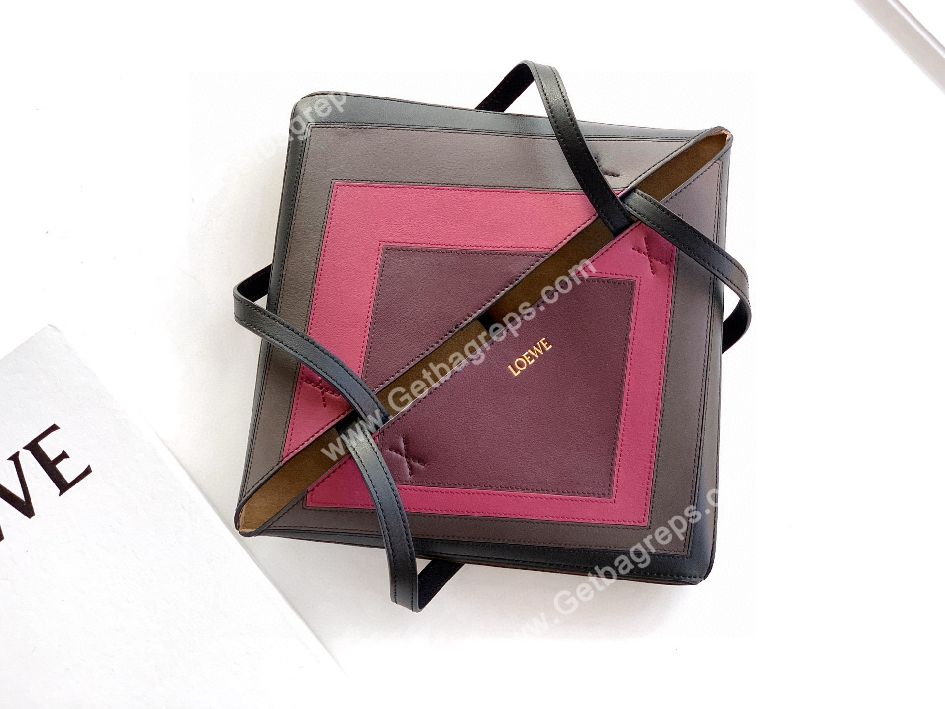 Loewe Medium Puzzle Fold Tote in Shiny Calfskin Black