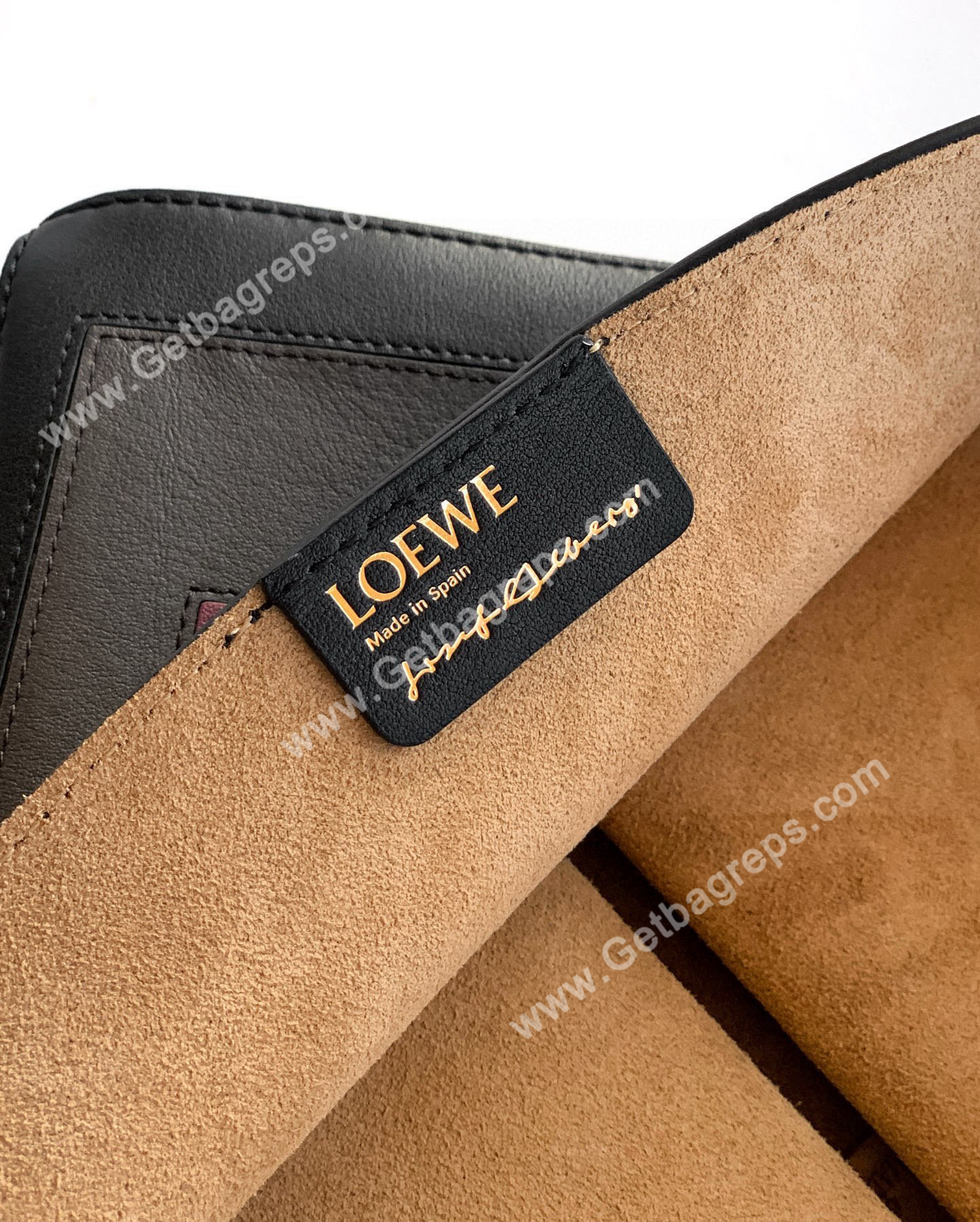 Loewe Medium Puzzle Fold Tote in Shiny Calfskin Black