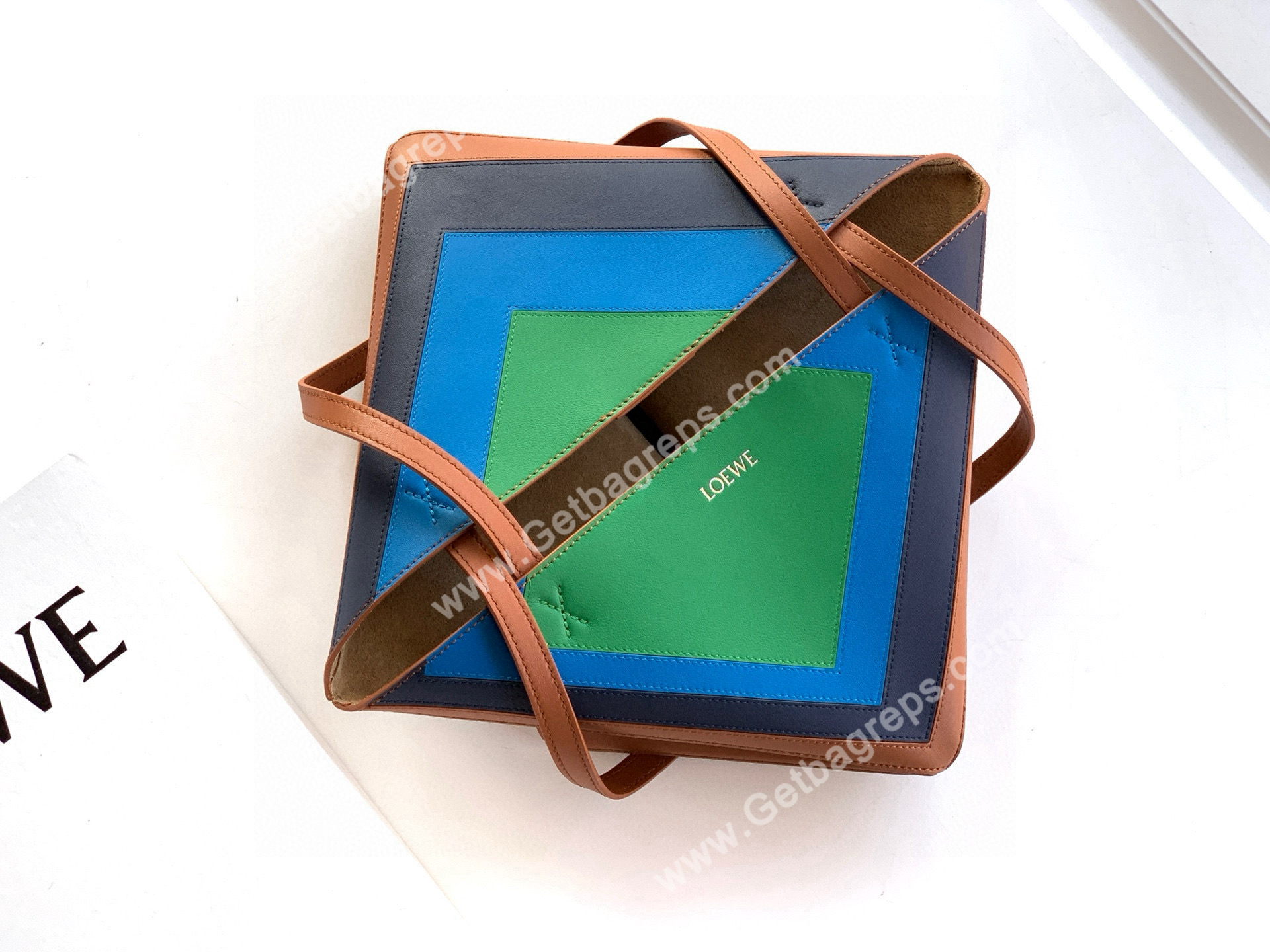 Loewe Medium Puzzle Fold Tote in Shiny Calfskin Brown