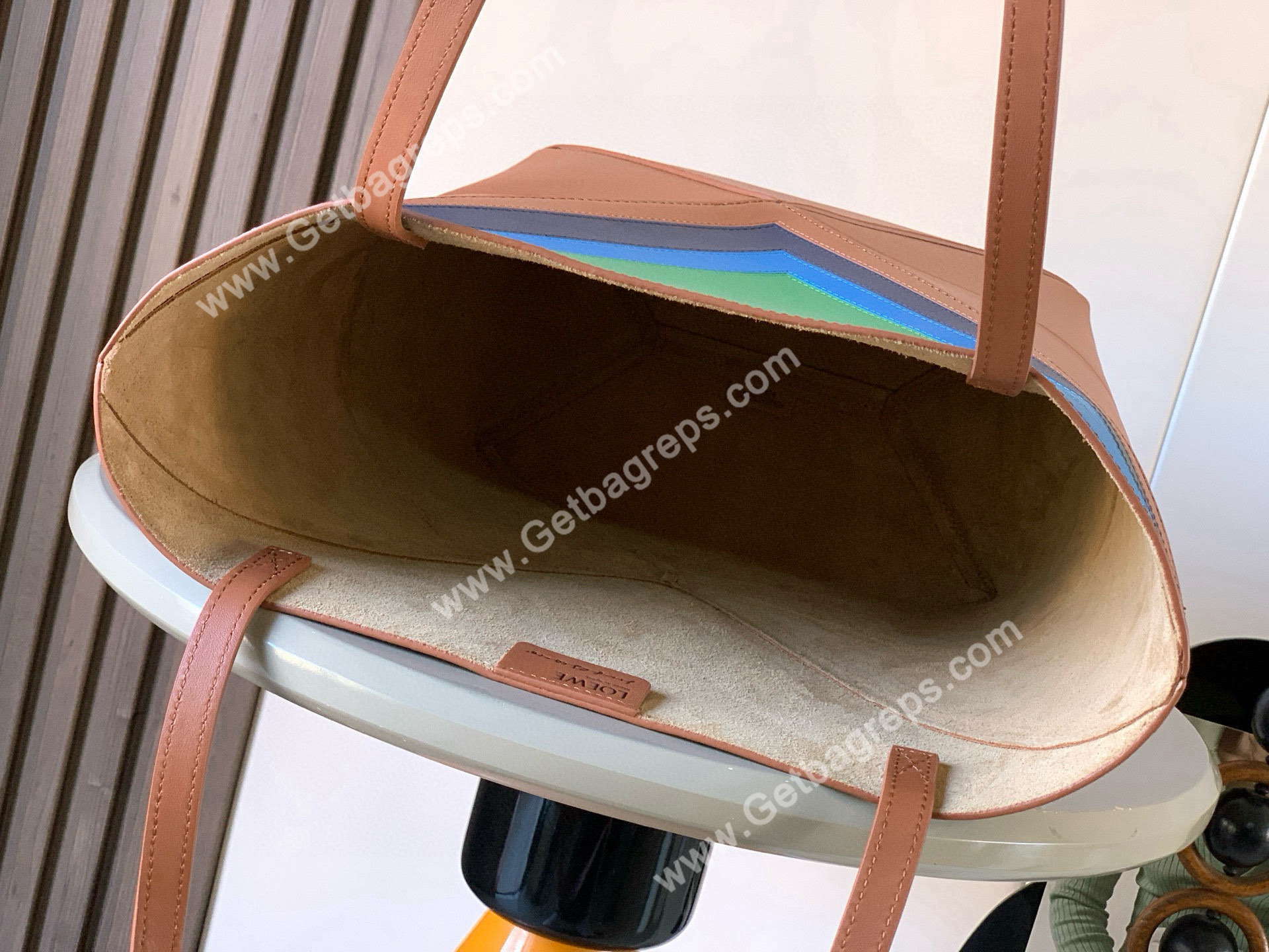 Loewe Medium Puzzle Fold Tote in Shiny Calfskin Brown