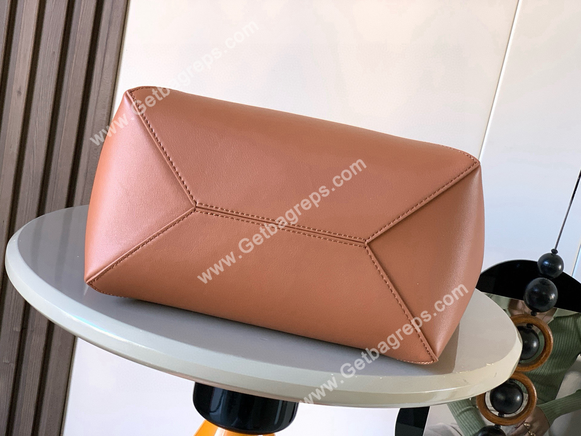 Loewe Medium Puzzle Fold Tote in Shiny Calfskin Brown