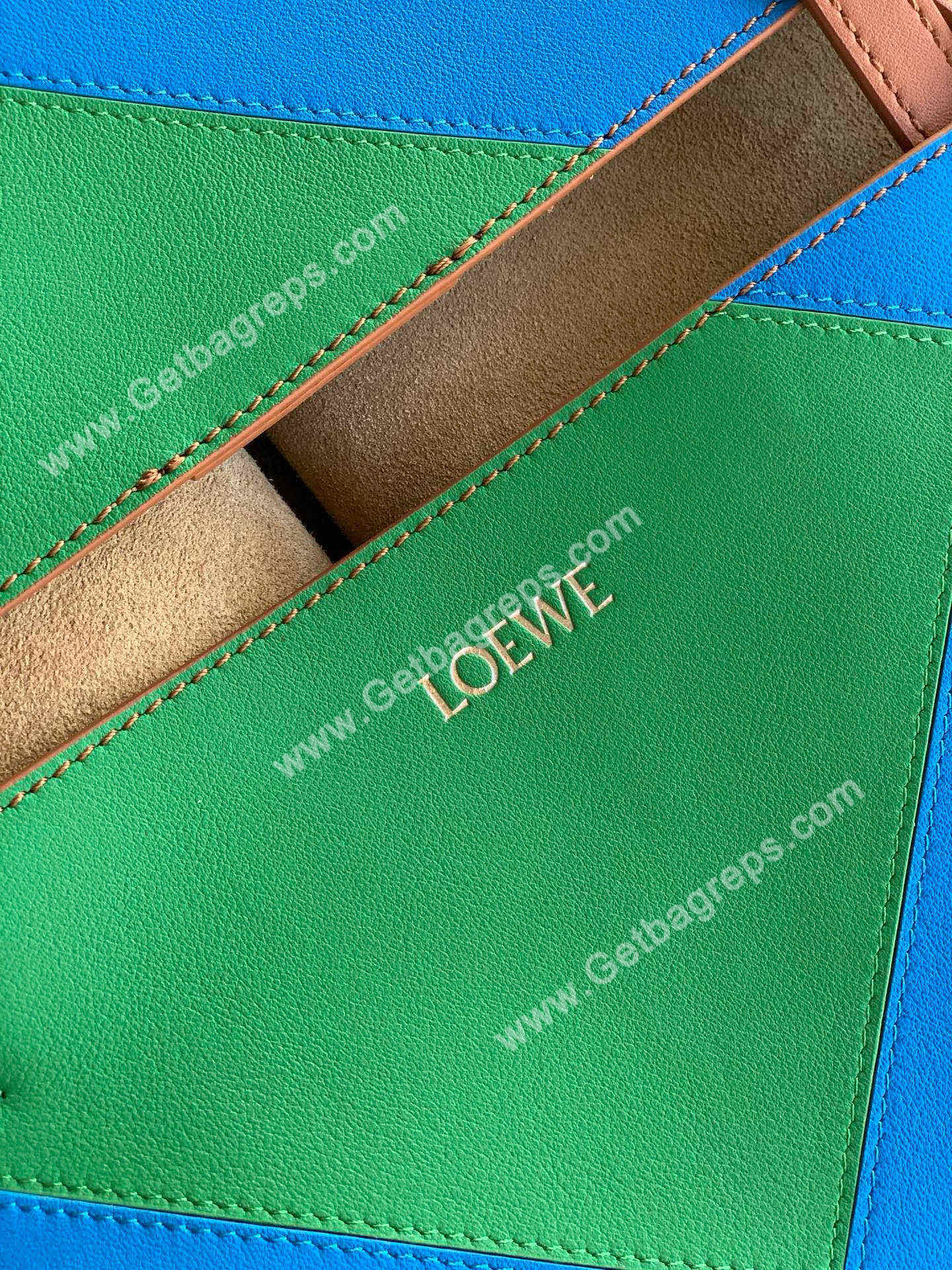 Loewe Medium Puzzle Fold Tote in Shiny Calfskin Brown