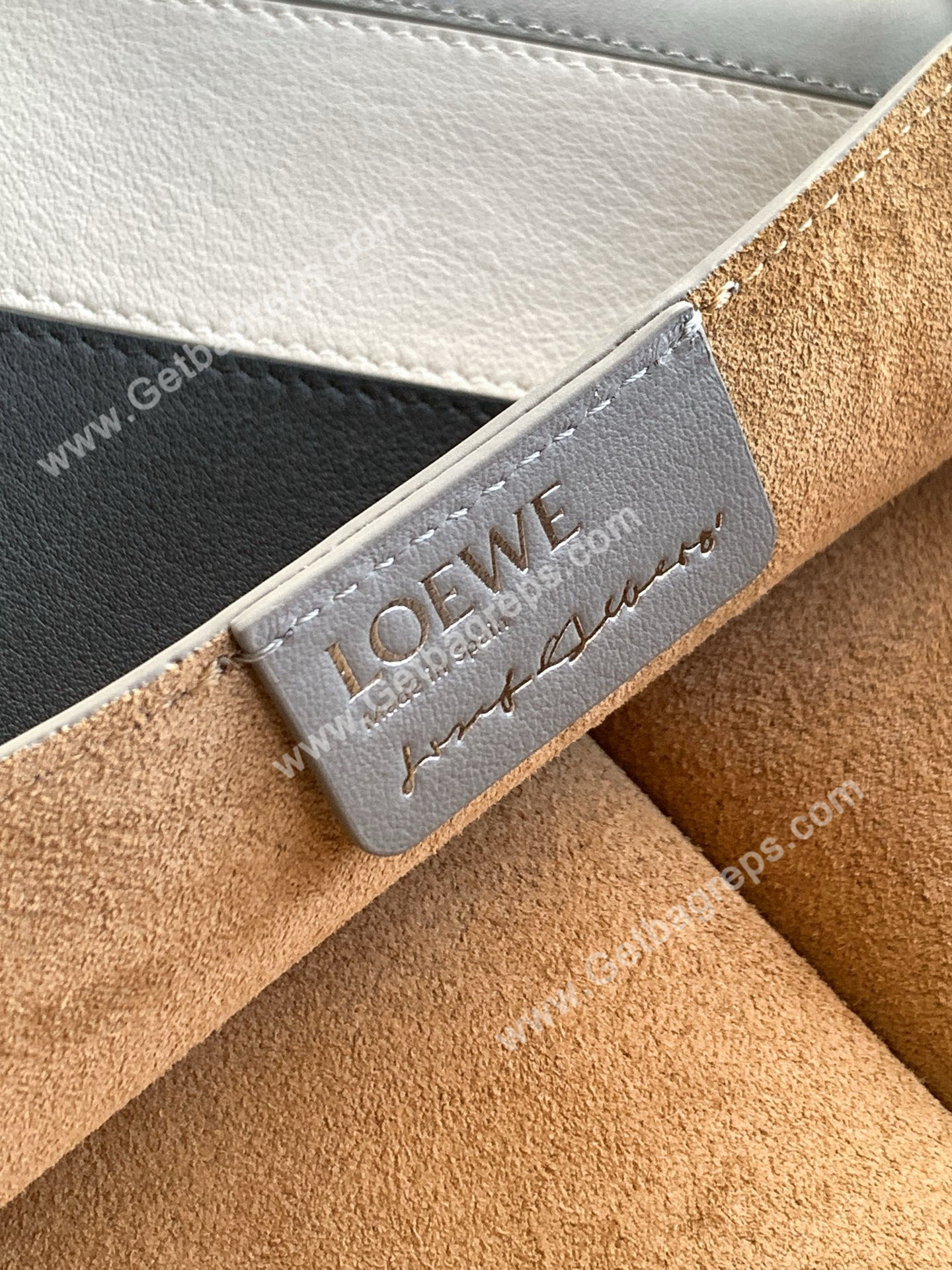 Loewe Medium Puzzle Fold Tote in Shiny Calfskin Gray