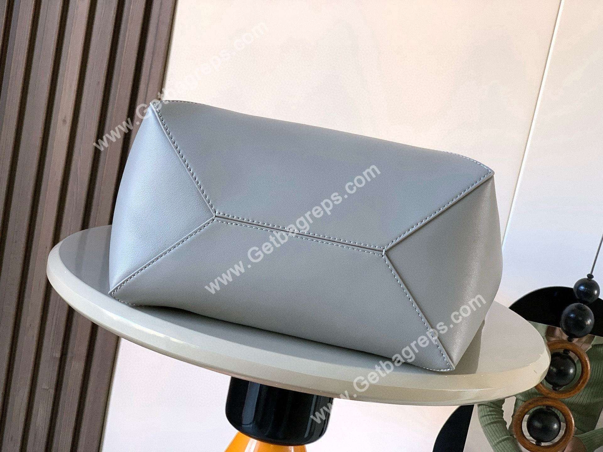 Loewe Medium Puzzle Fold Tote in Shiny Calfskin Gray