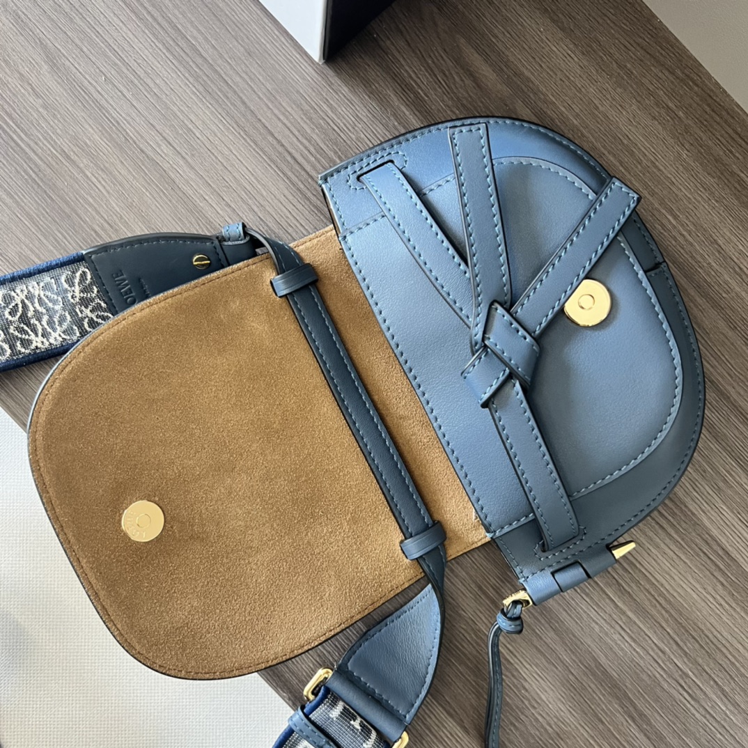 Loewe Mini Gate Bag in Soft Calfskin Blue