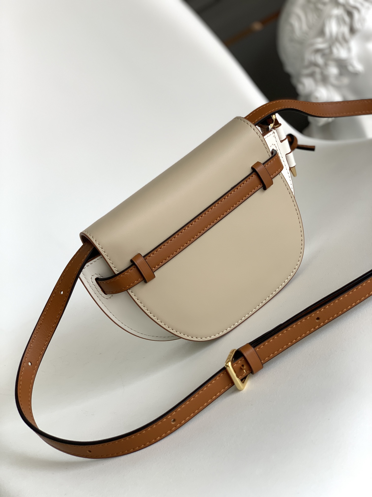 Loewe Mini Gate Bag in Soft Calfskin Ghost Light Ghost