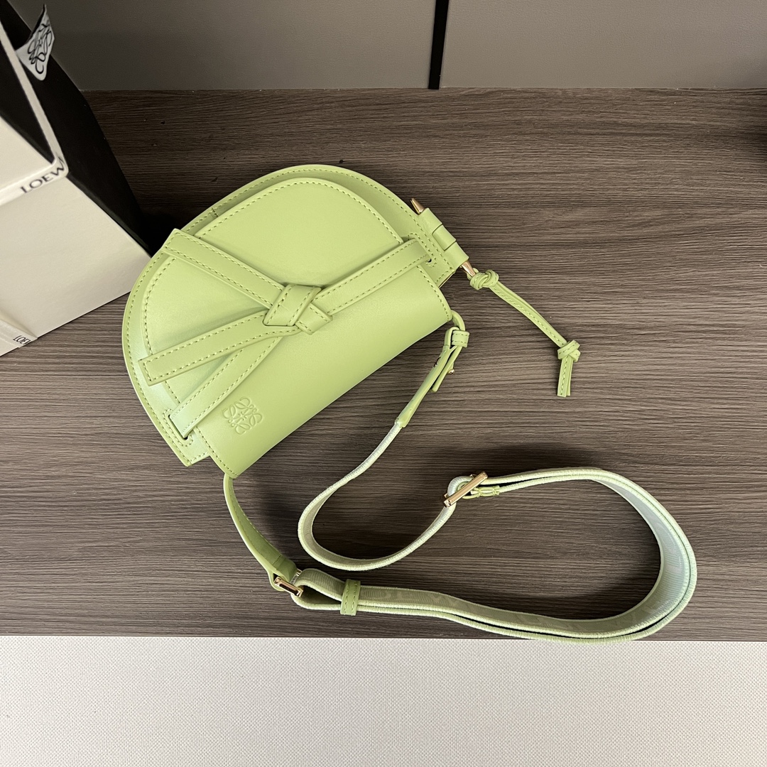 Loewe Mini Gate Dual Bag in Soft Calfskin and Jacquard Light Pale Green