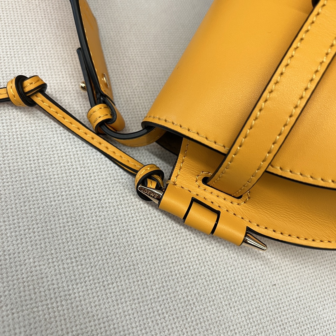 Loewe Mini Gate Dual Bag in Soft Calfskin and Jacquard Yellow