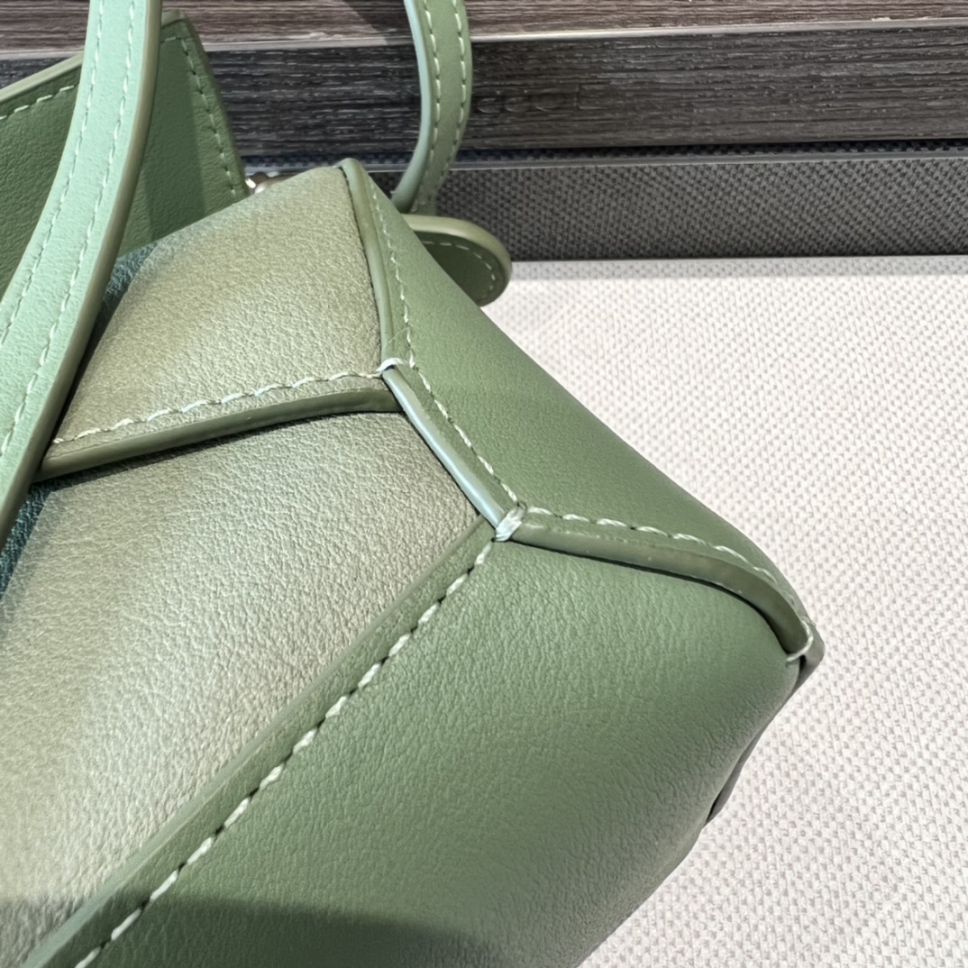 Loewe Mini Puzzle Edge Bag in Degrade Nappa Calfskin Rosemary Light Oat