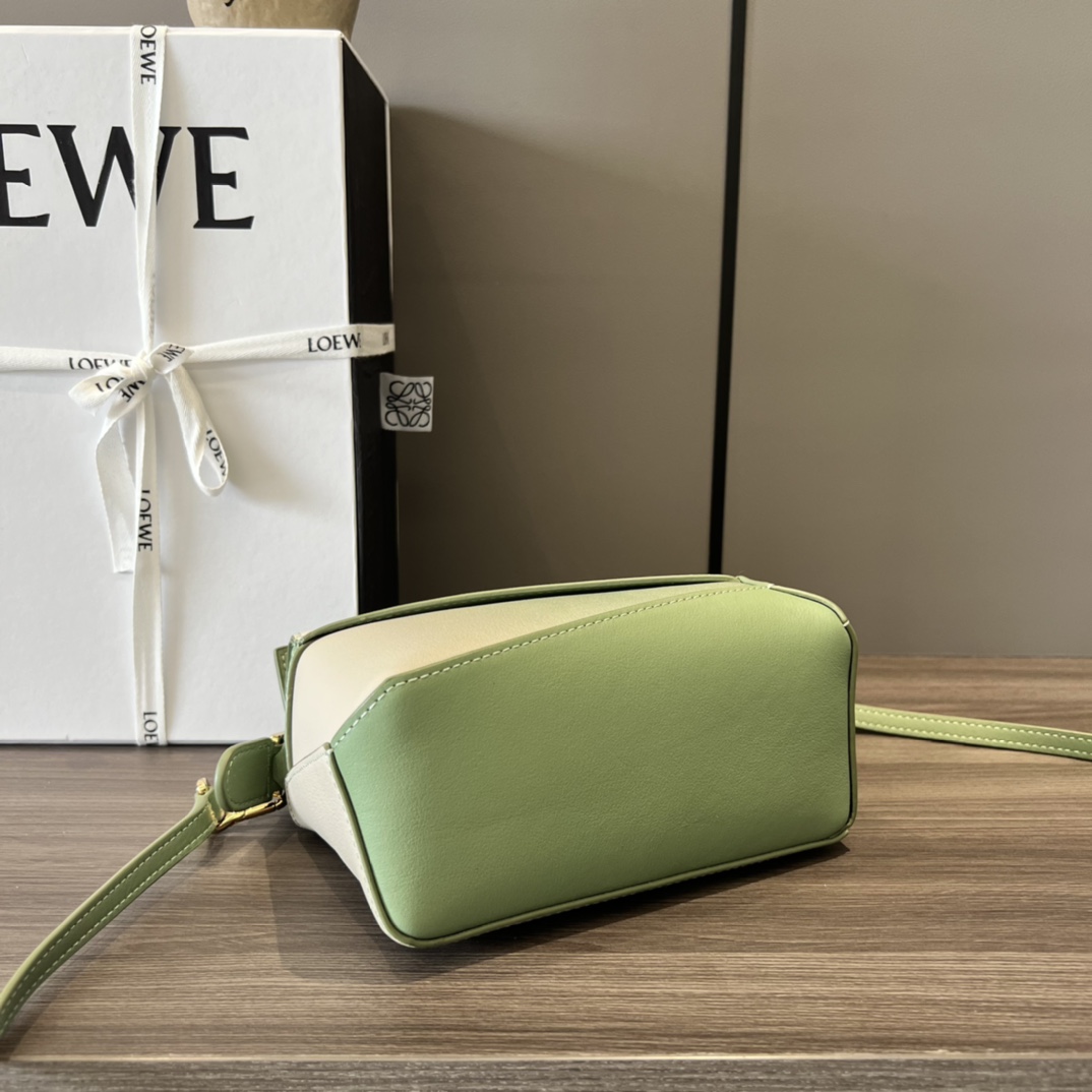 Loewe Mini Puzzle Edge Bag in Degrade Nappa Calfskin Rosemary Light Oat