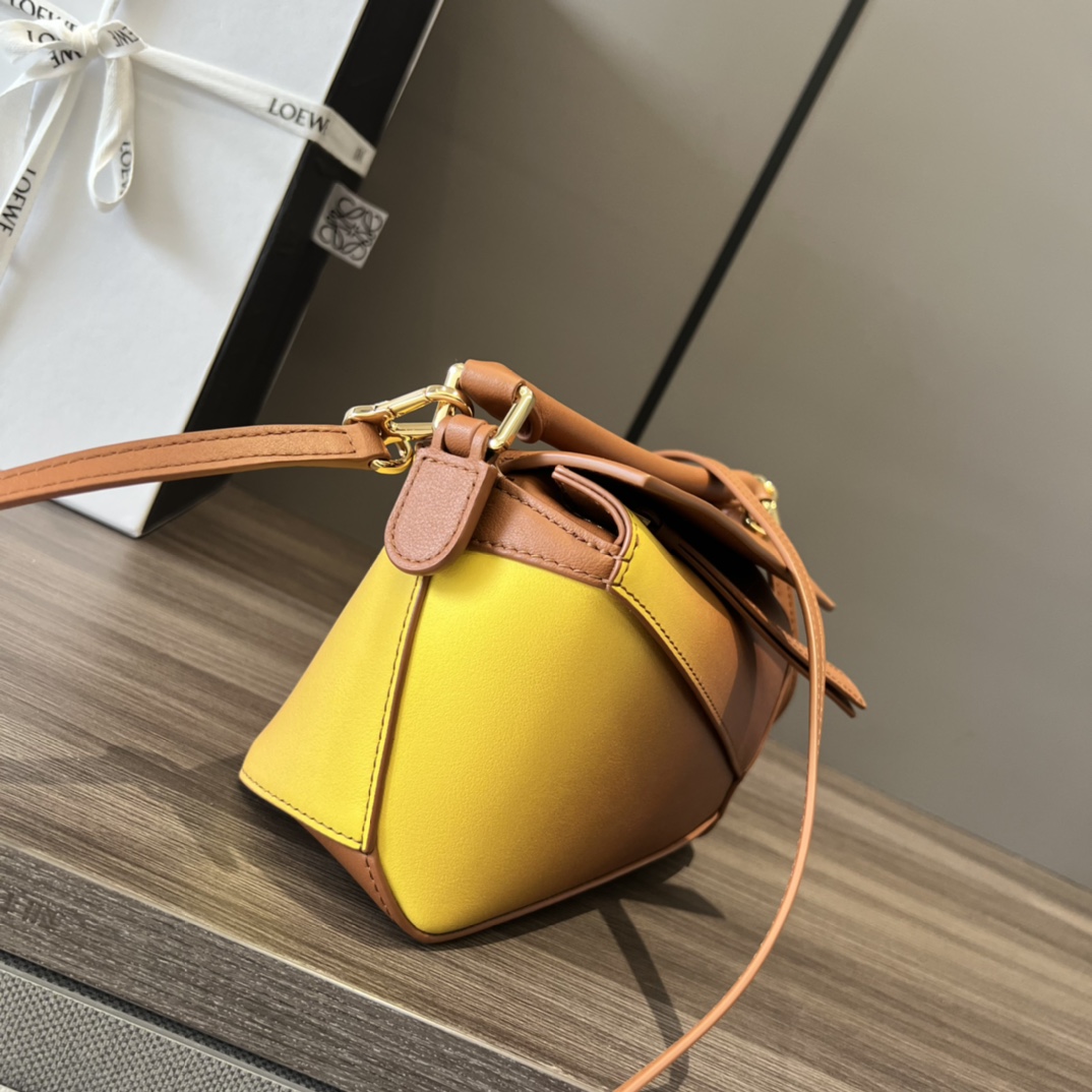 Loewe Mini Puzzle Edge Bag in Degrade Nappa Calfskin Tan Lemon