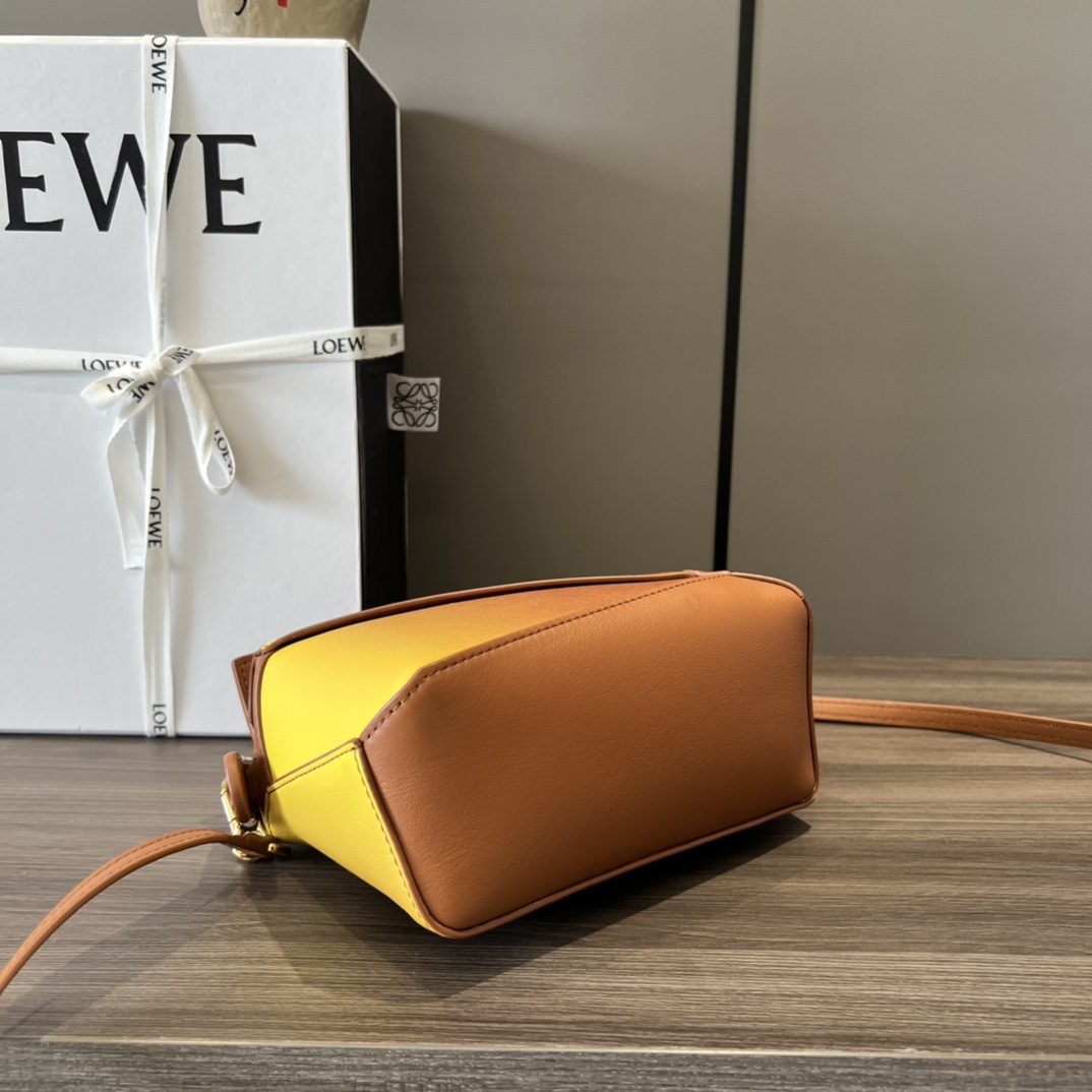 Loewe Mini Puzzle Edge Bag in Degrade Nappa Calfskin Tan Lemon