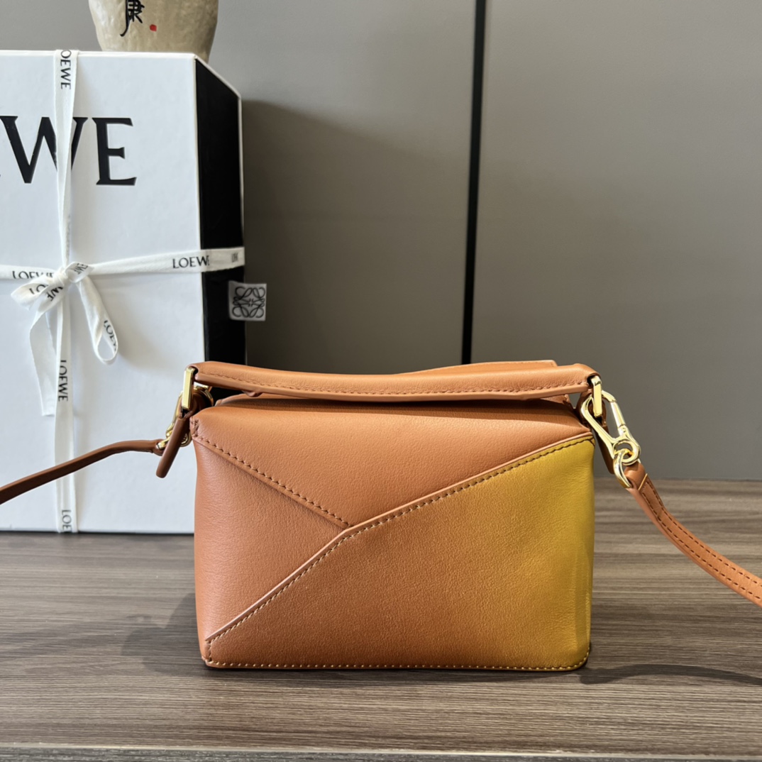 Loewe Mini Puzzle Edge Bag in Degrade Nappa Calfskin Tan Lemon