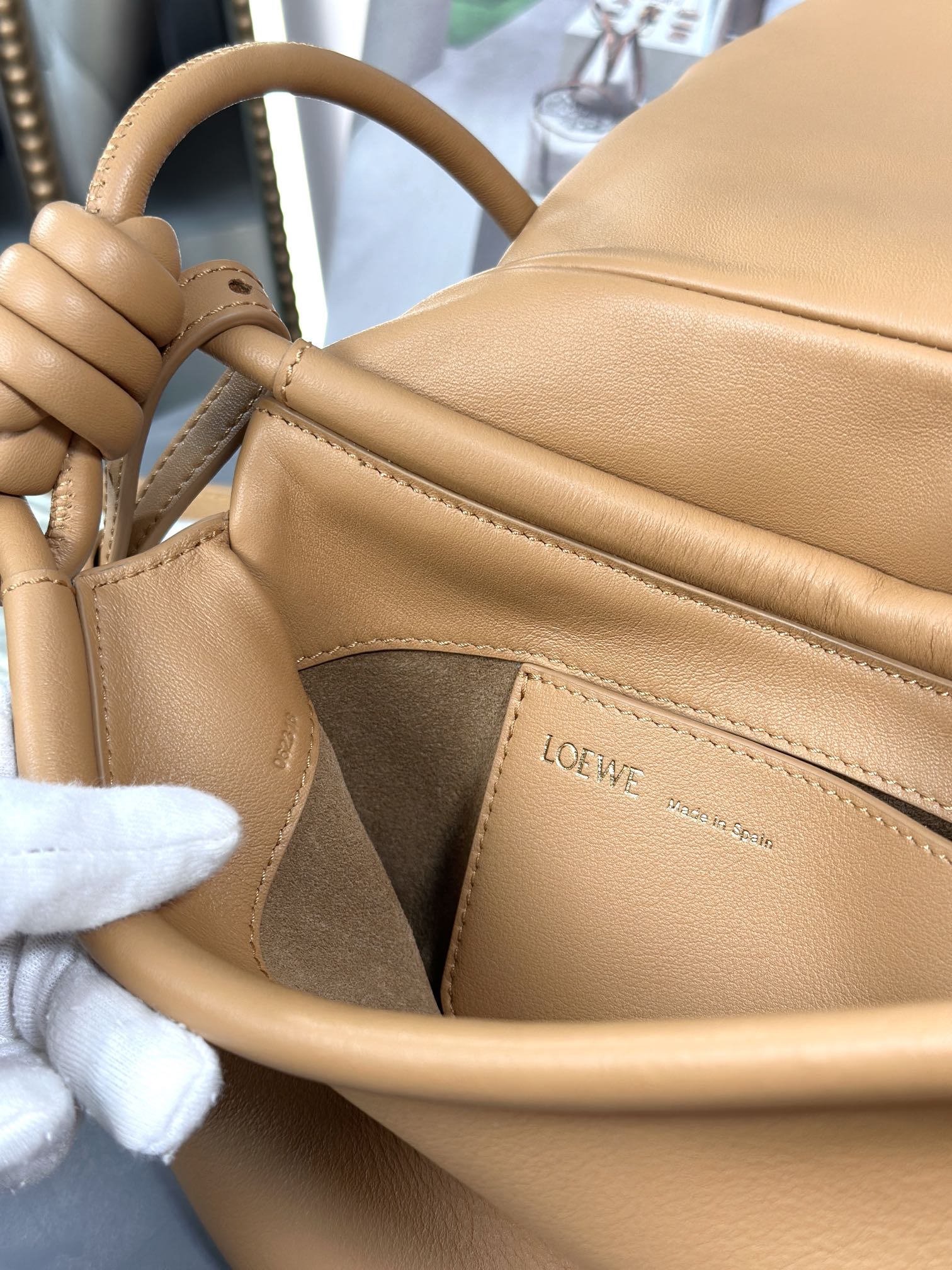 Loewe Paseo Satchel in Shiny Nappa Calfskin Warm Desert