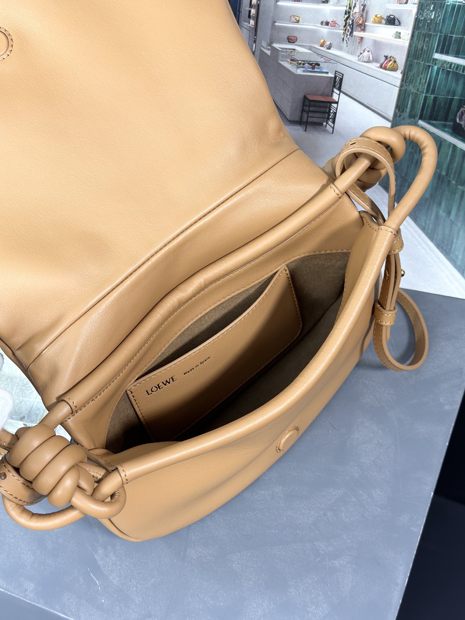 Loewe Paseo Satchel in Shiny Nappa Calfskin Warm Desert