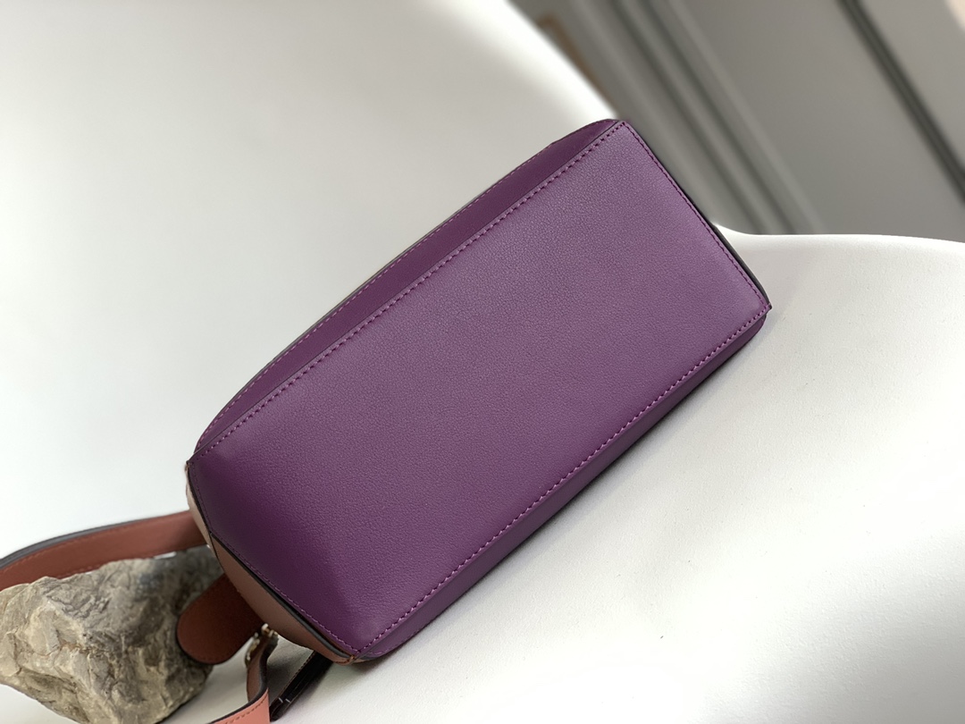 Loewe Small Puzzle Bag in Classic Calfskin Dark Purple Dark Rust