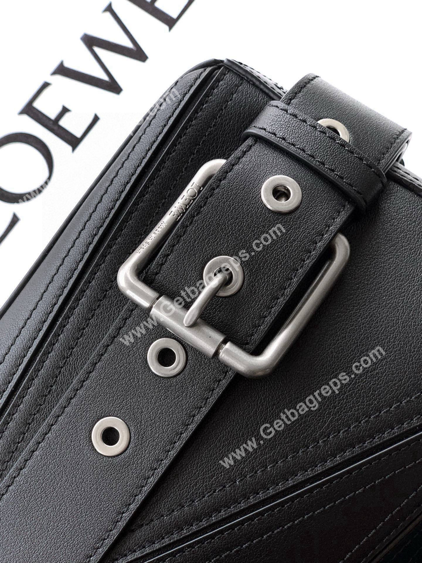 Loewe Small Puzzle Biker Bag in Shiny Calfskin Black