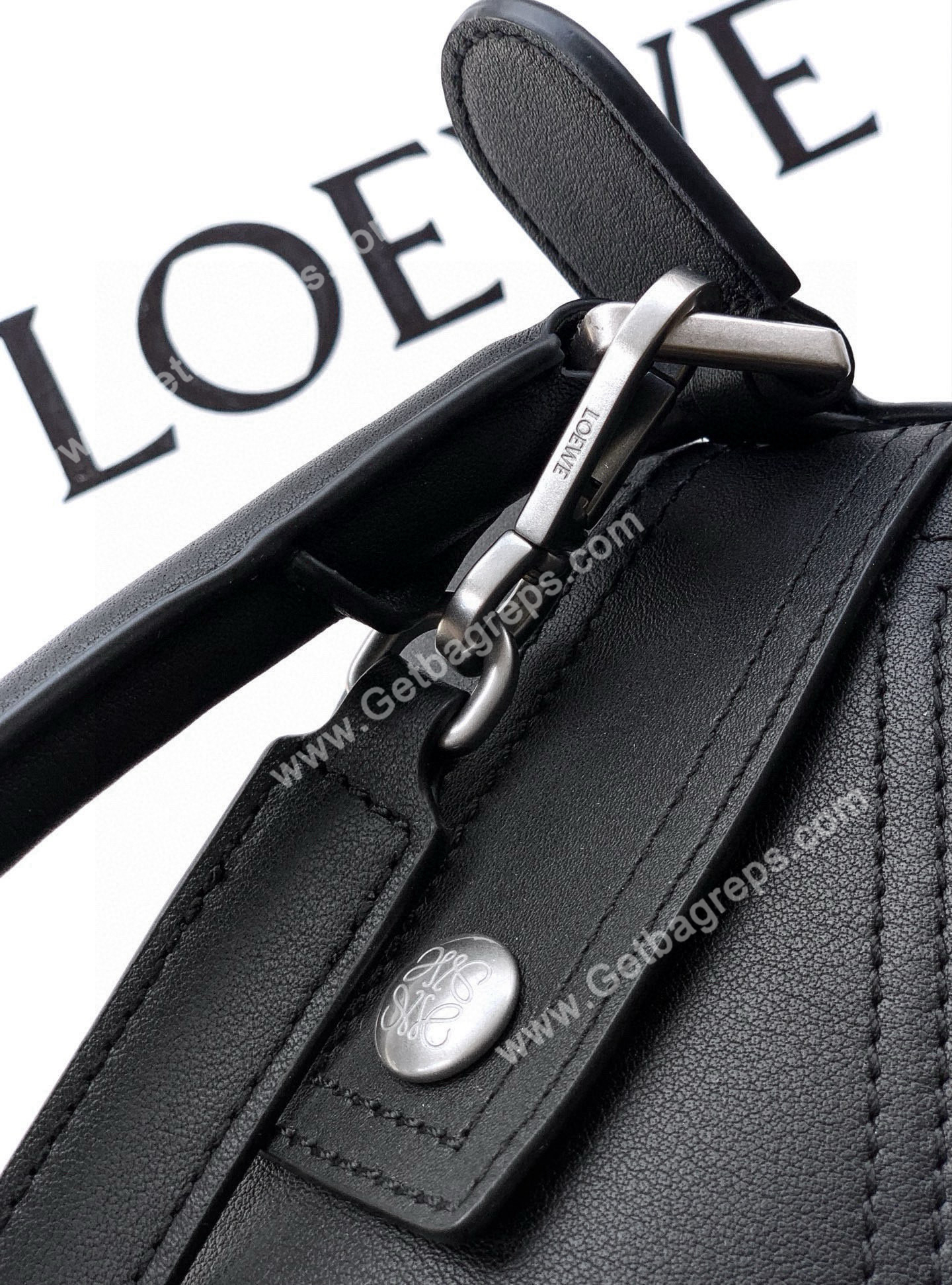 Loewe Small Puzzle Biker Bag in Shiny Calfskin Black