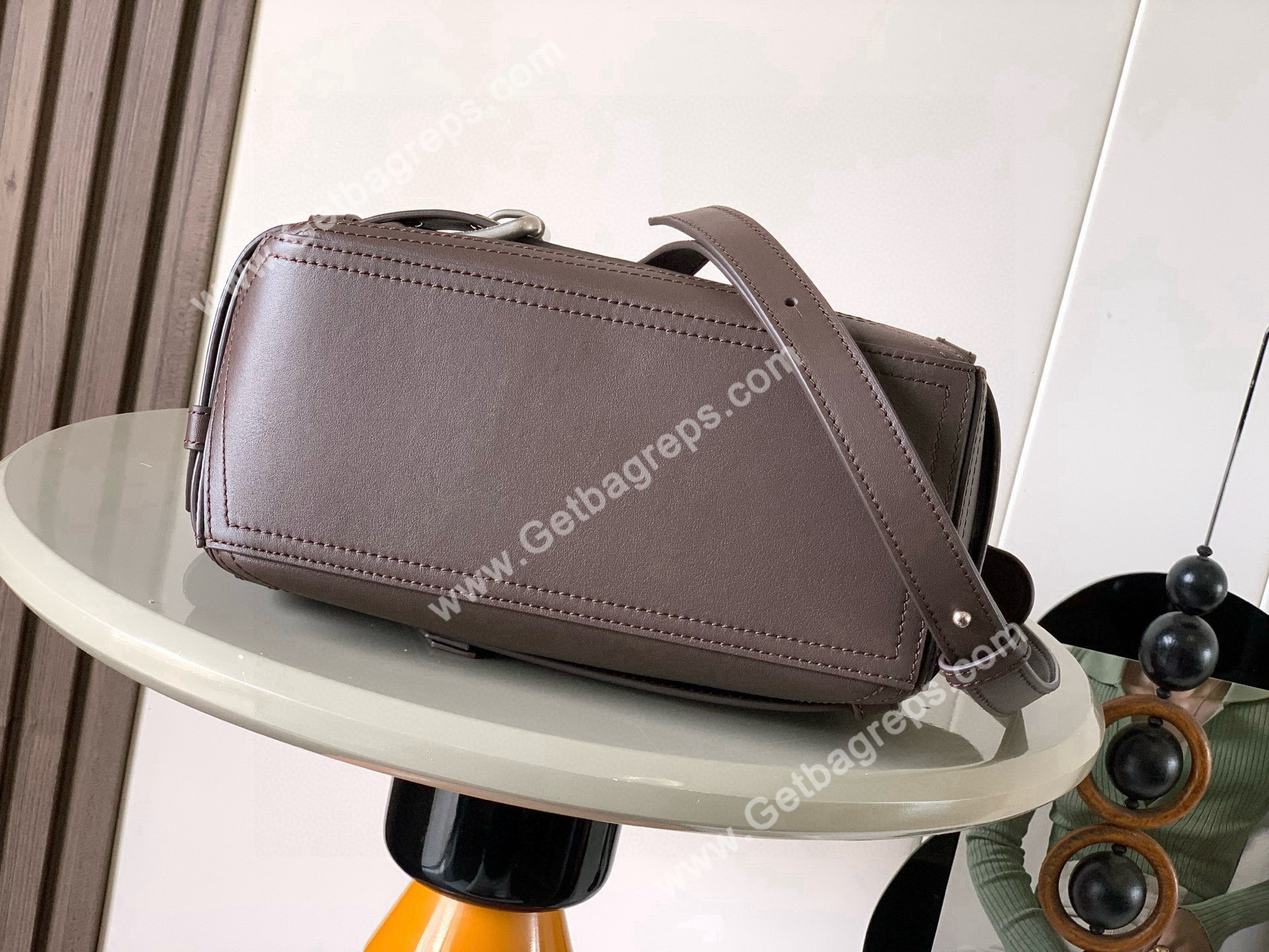 Loewe Small Puzzle Biker Bag in Shiny Calfskin Dark Chestnut