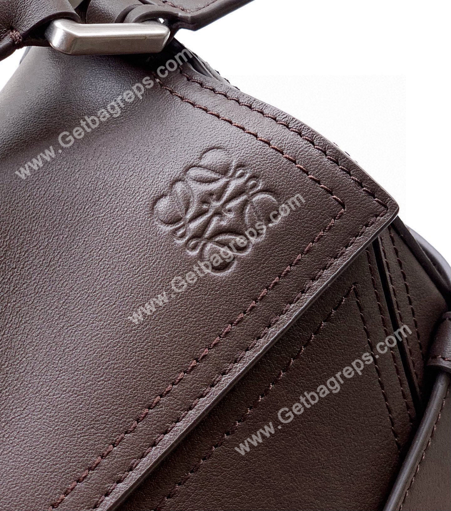 Loewe Small Puzzle Biker Bag in Shiny Calfskin Dark Chestnut