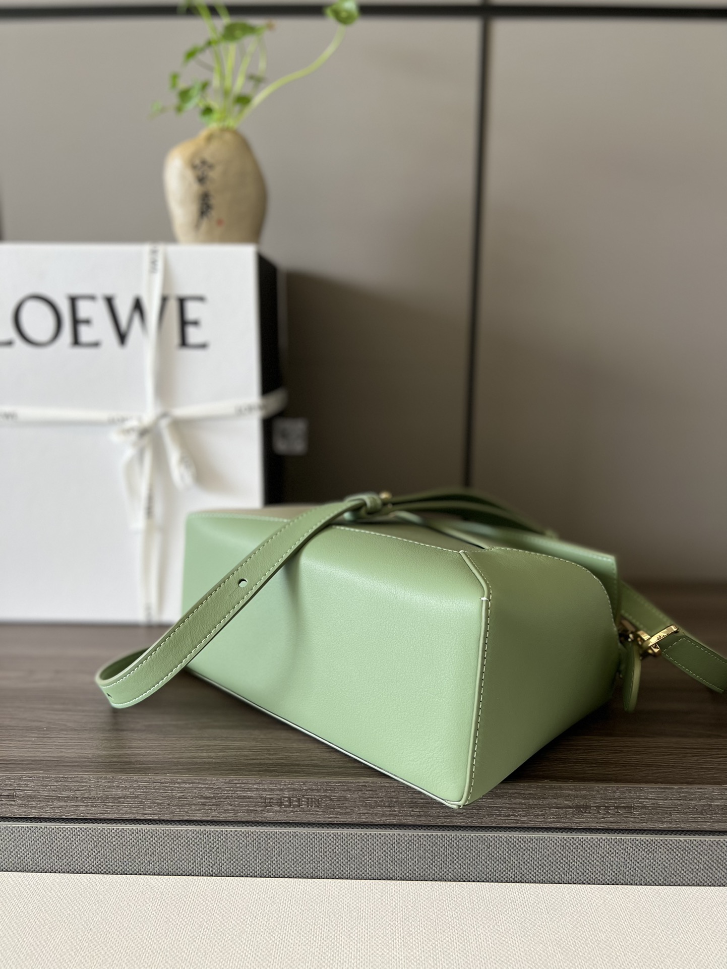 Loewe Small Puzzle Edge Bag in Degrade Nappa Calfskin Rosemary Light Oat