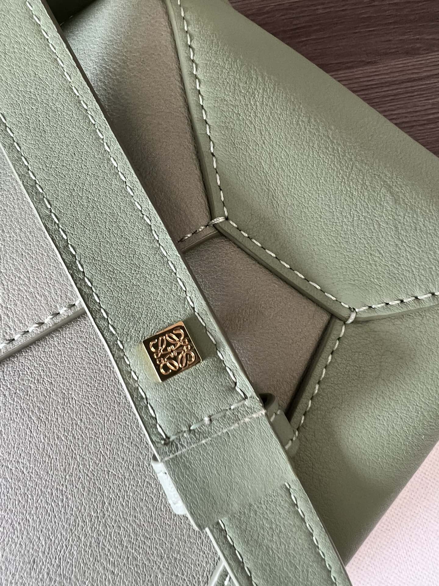 Loewe Small Puzzle Edge Bag in Degrade Nappa Calfskin Rosemary Light Oat