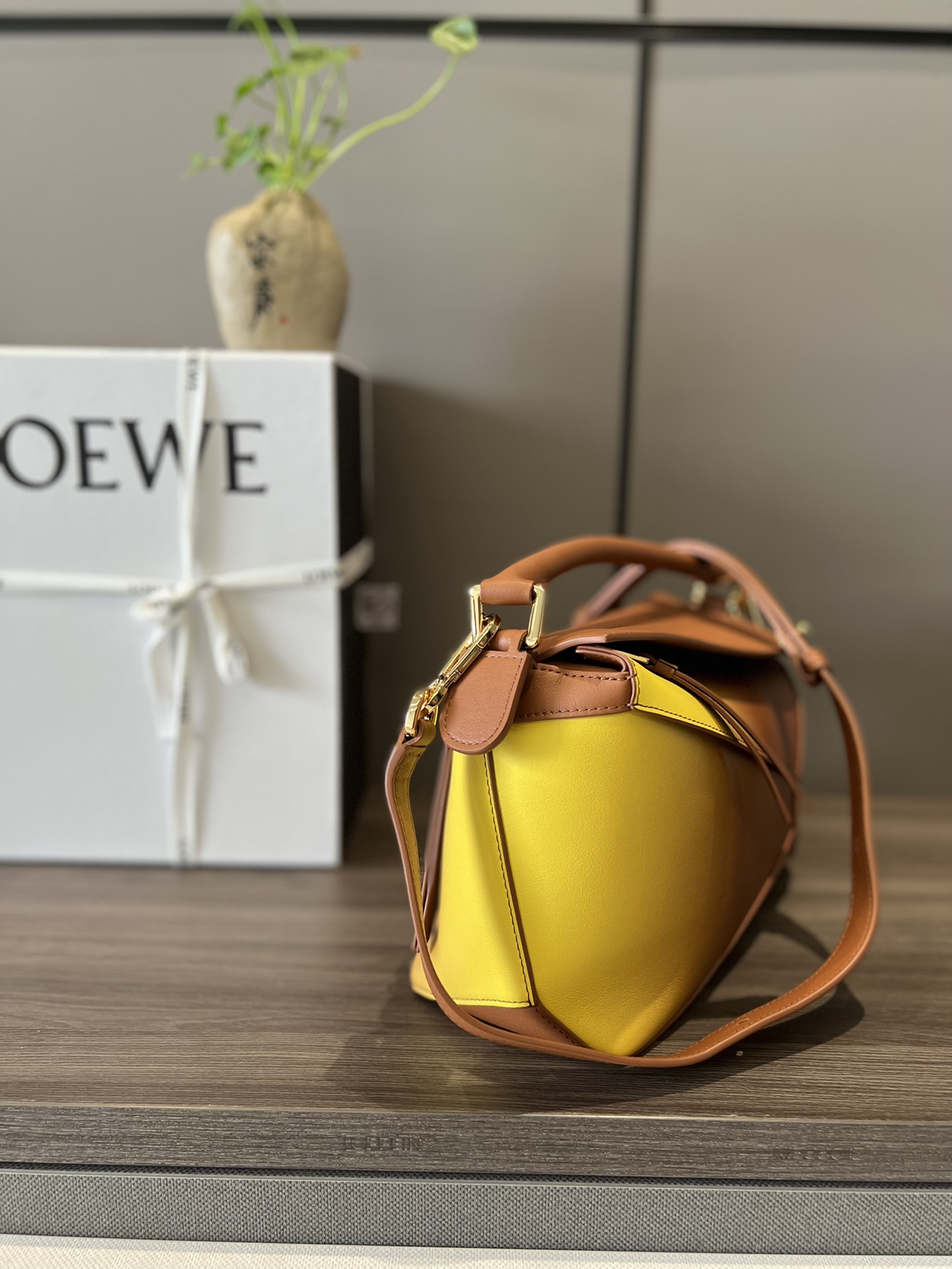 Loewe Small Puzzle Edge Bag in Degrade Nappa Calfskin Tan Lemon