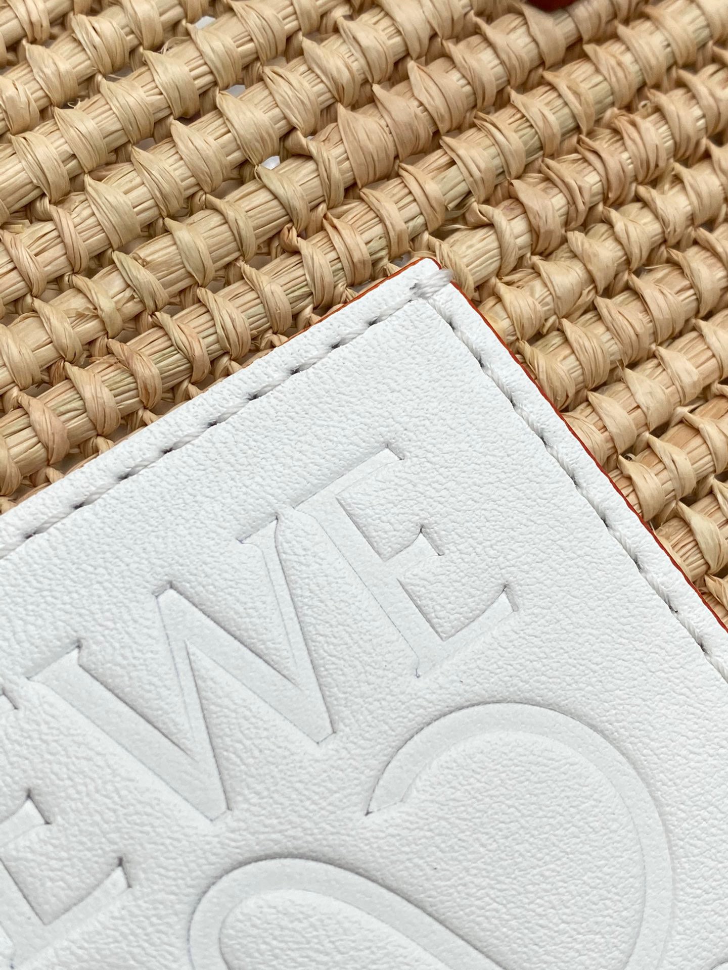 Loewe Small Square Basket Bag in Raffia and Calfskin White