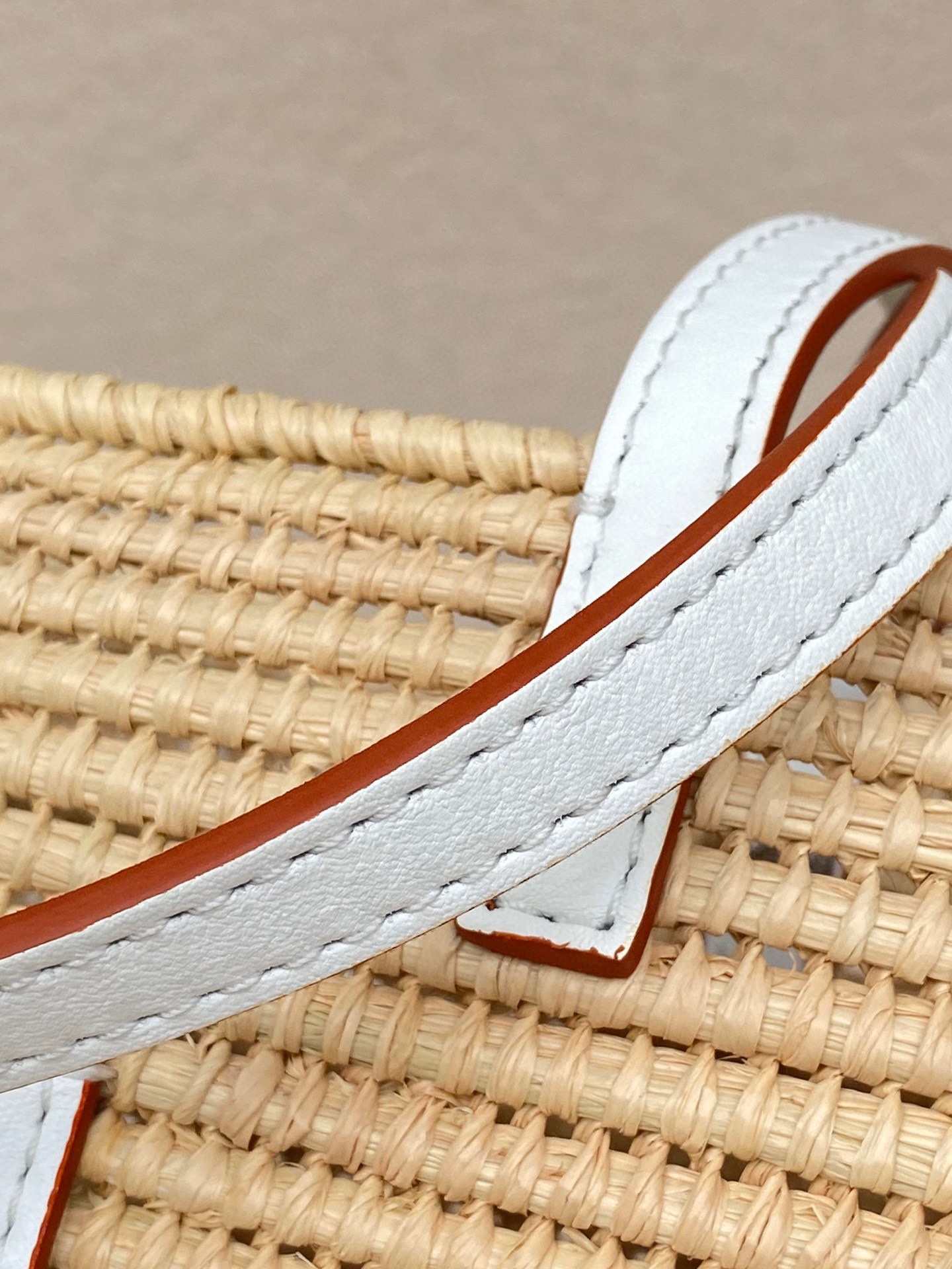 Loewe Small Square Basket Bag in Raffia and Calfskin White