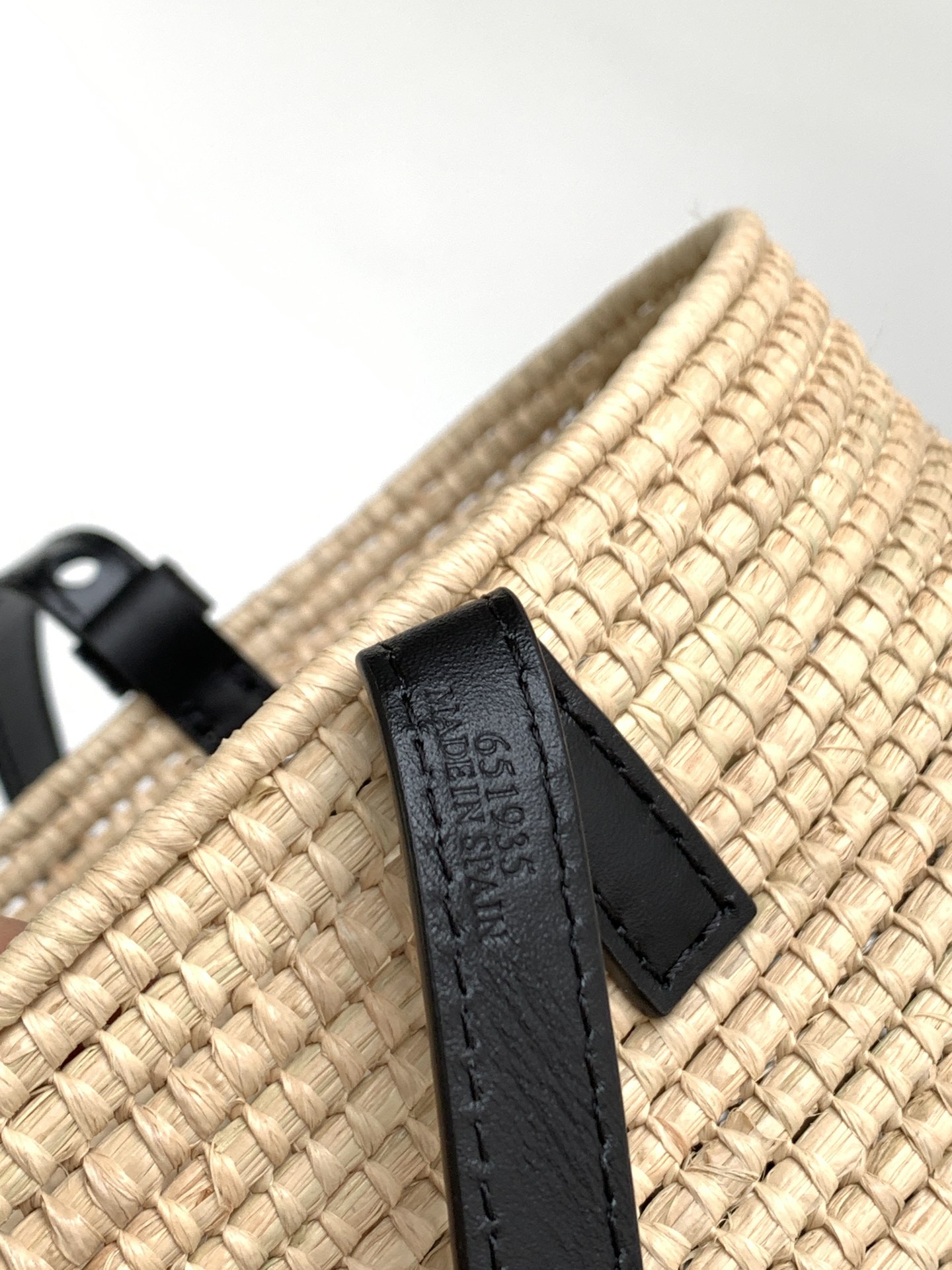 Loewe Square Basket Bag in Degrade Raffia and Calfskin Natural Black