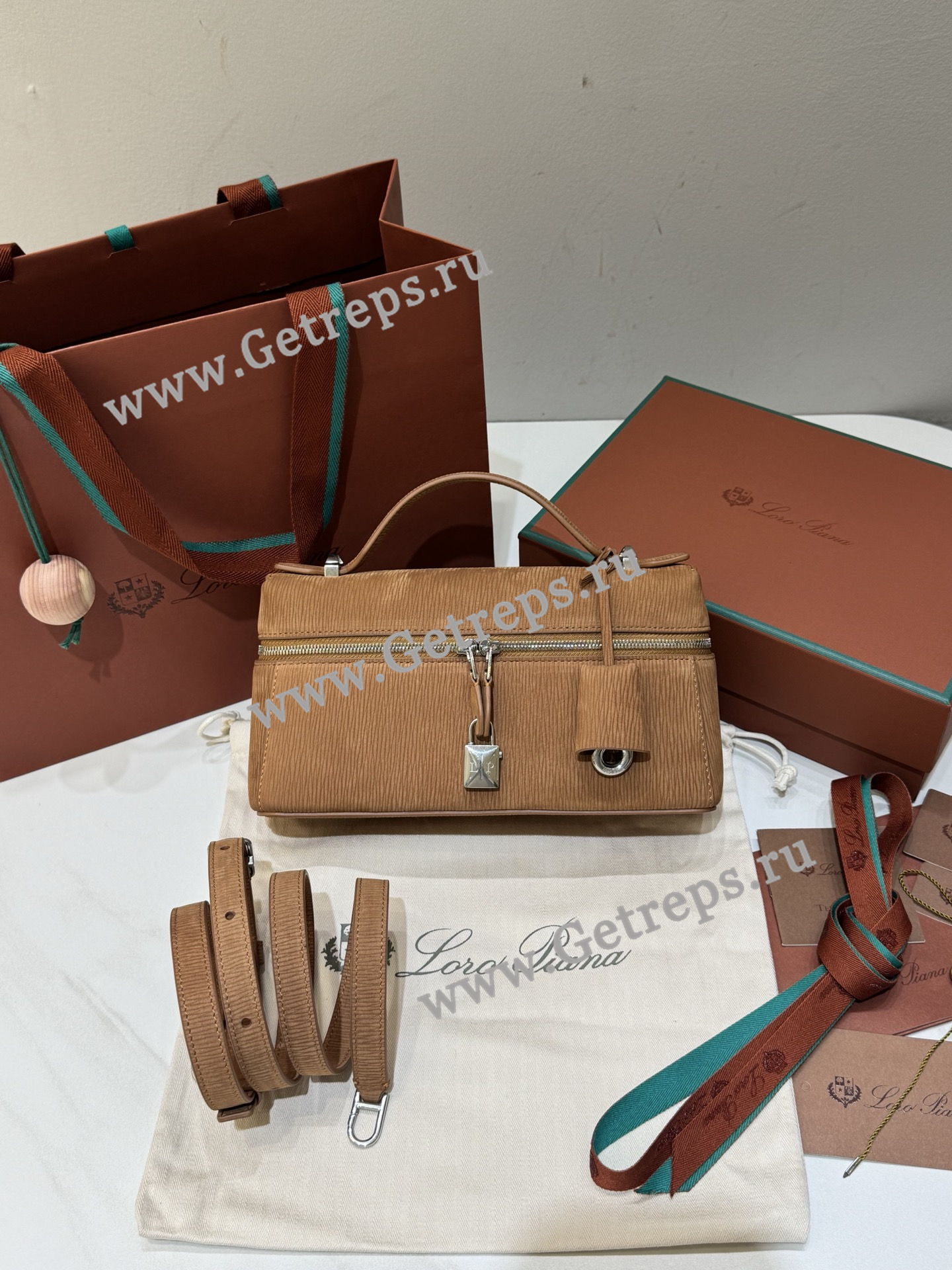 Loro Pian Extra pocket L23 Velvet Water Ripple Coffee