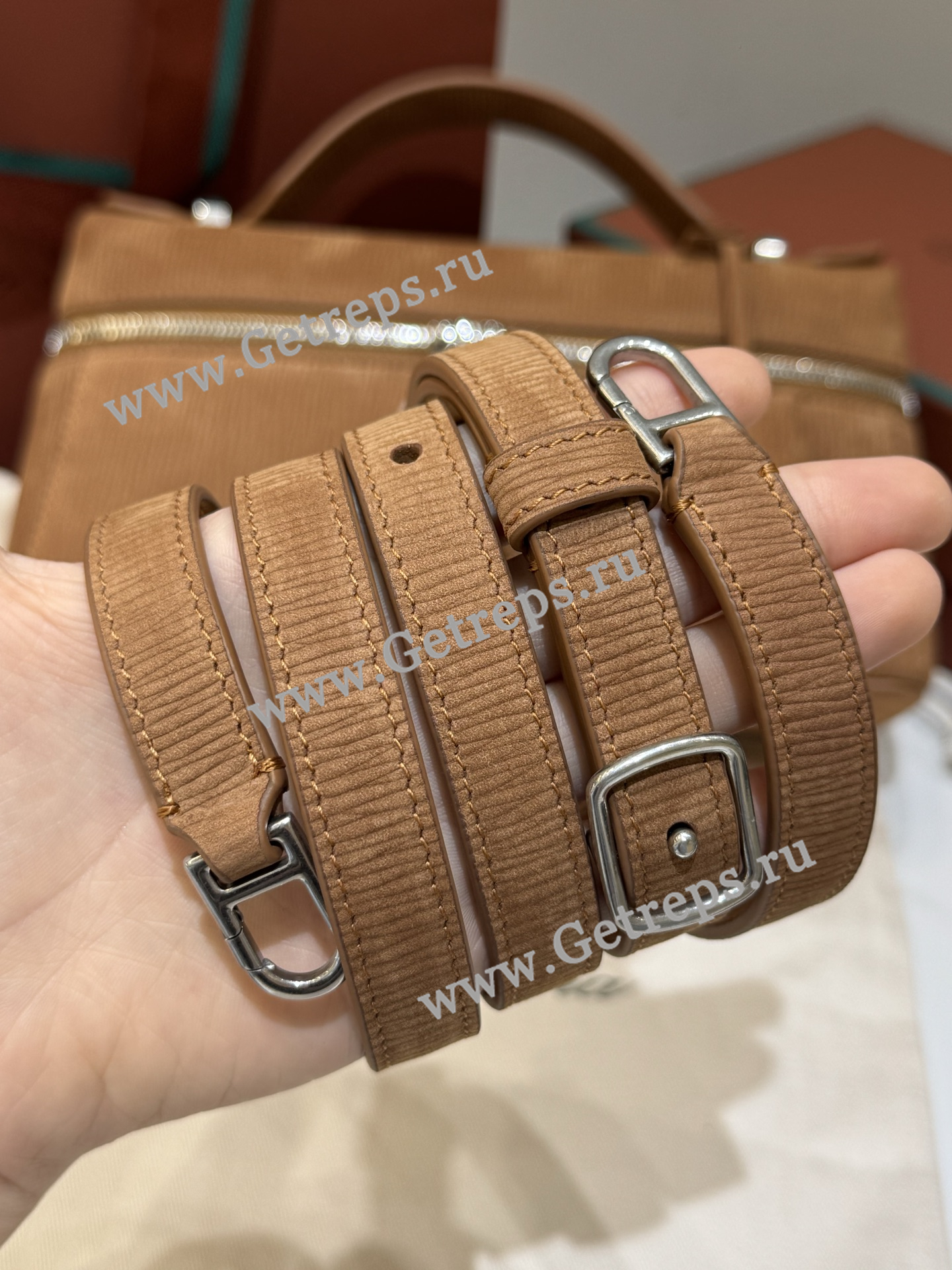 Loro Pian Extra pocket L23 Velvet Water Ripple Coffee