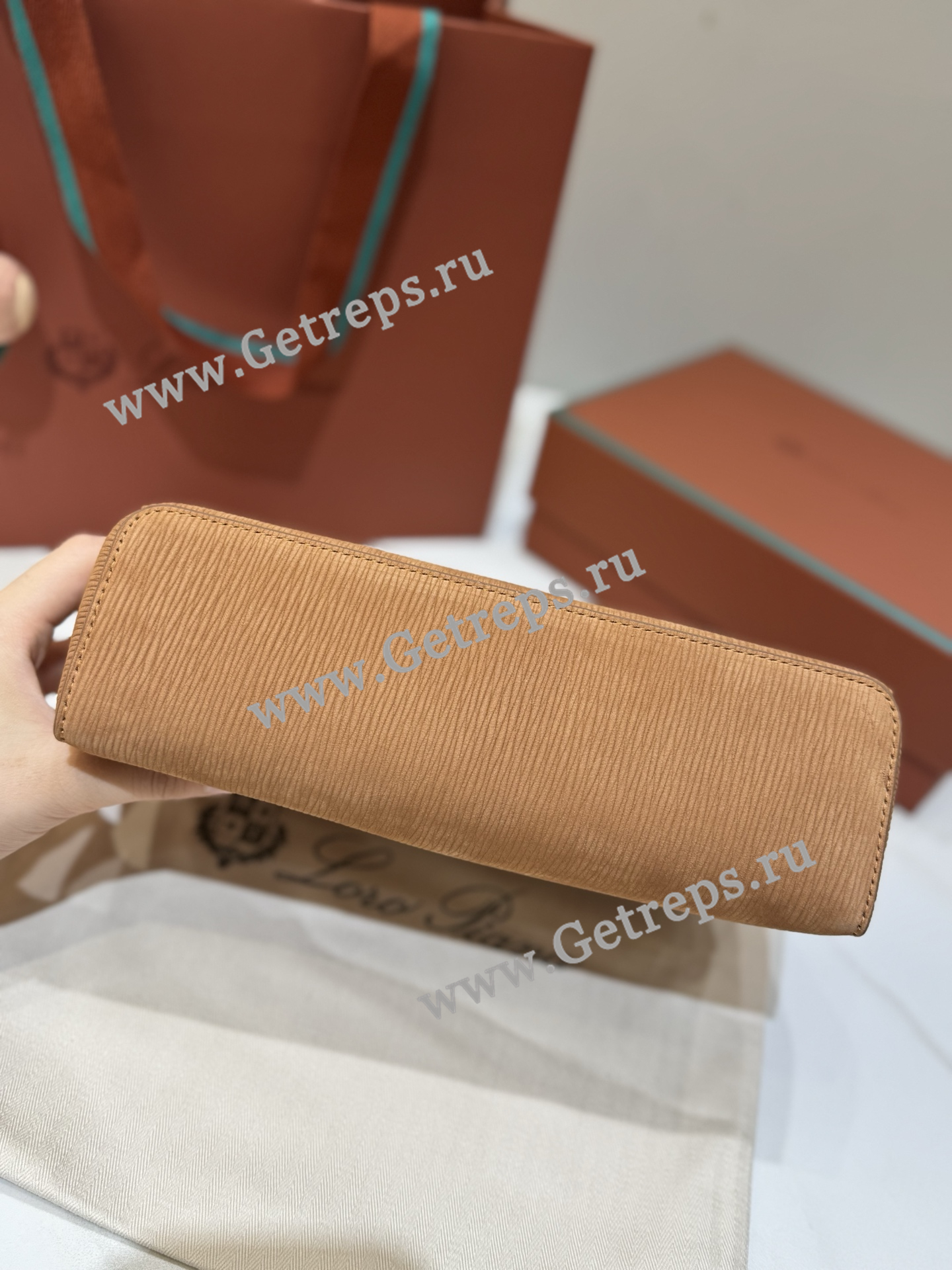 Loro Pian Extra pocket L23 Velvet Water Ripple Coffee