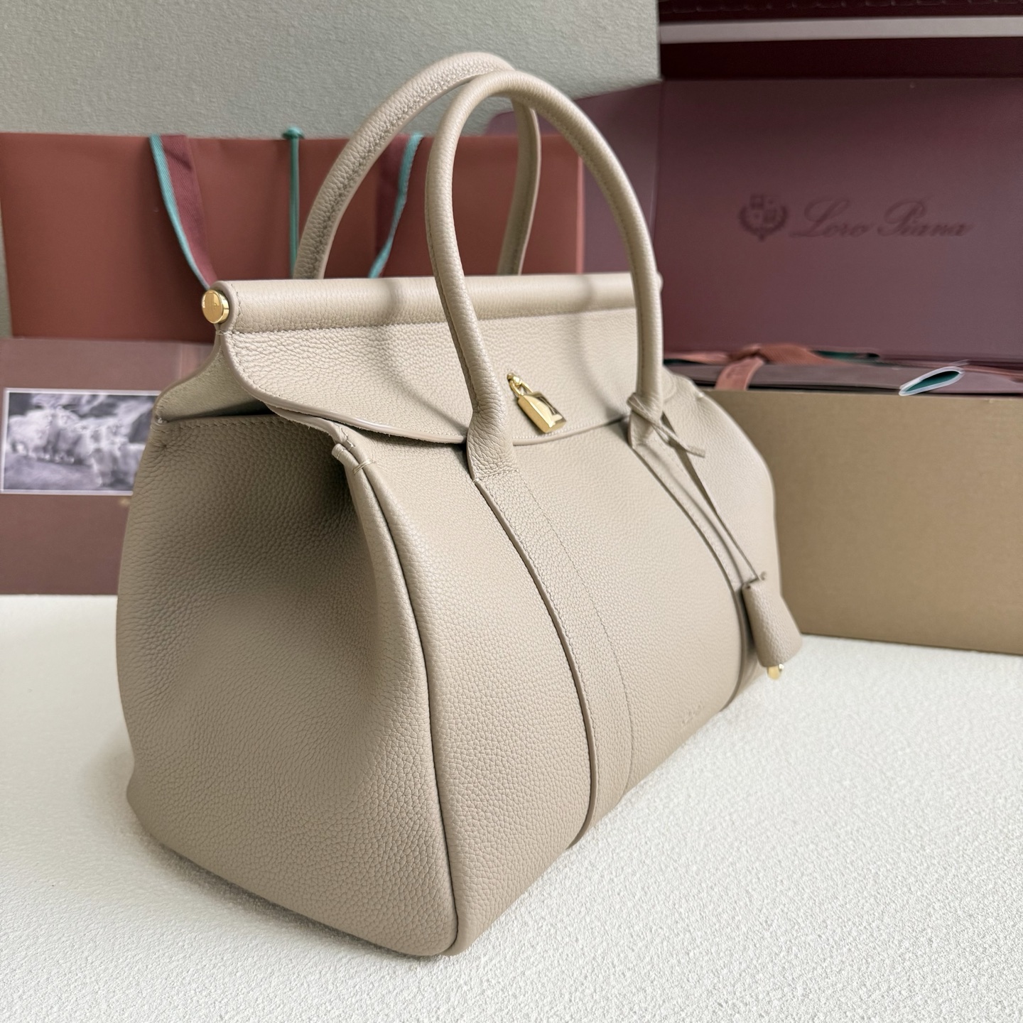 Loro Piana  Loom Bag L32 Light Travertine