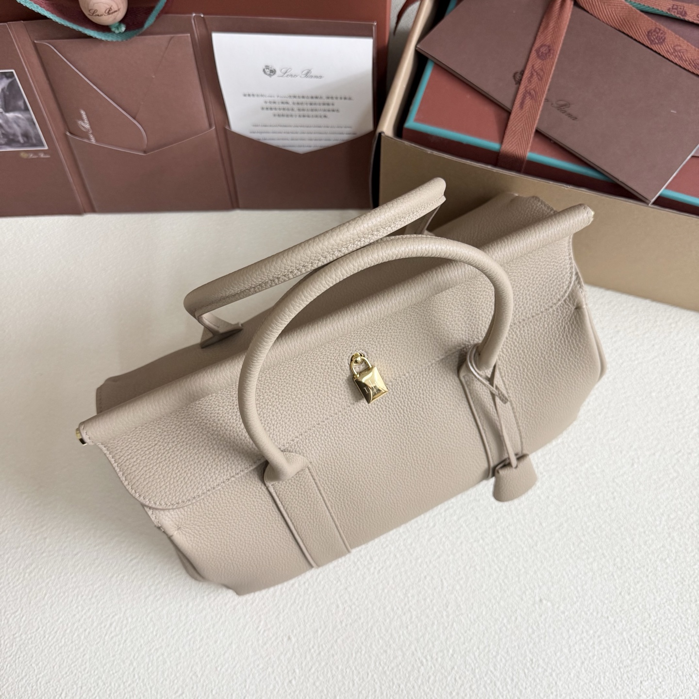 Loro Piana  Loom Bag L32 Light Travertine