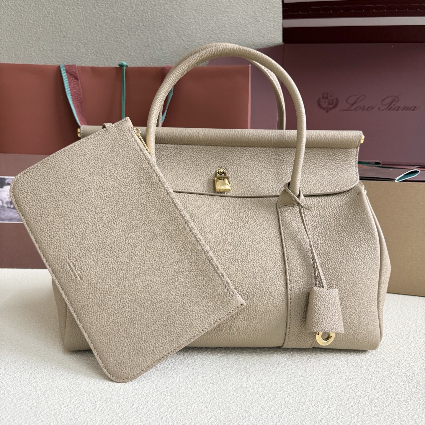 Loro Piana  Loom Bag L32 Light Travertine