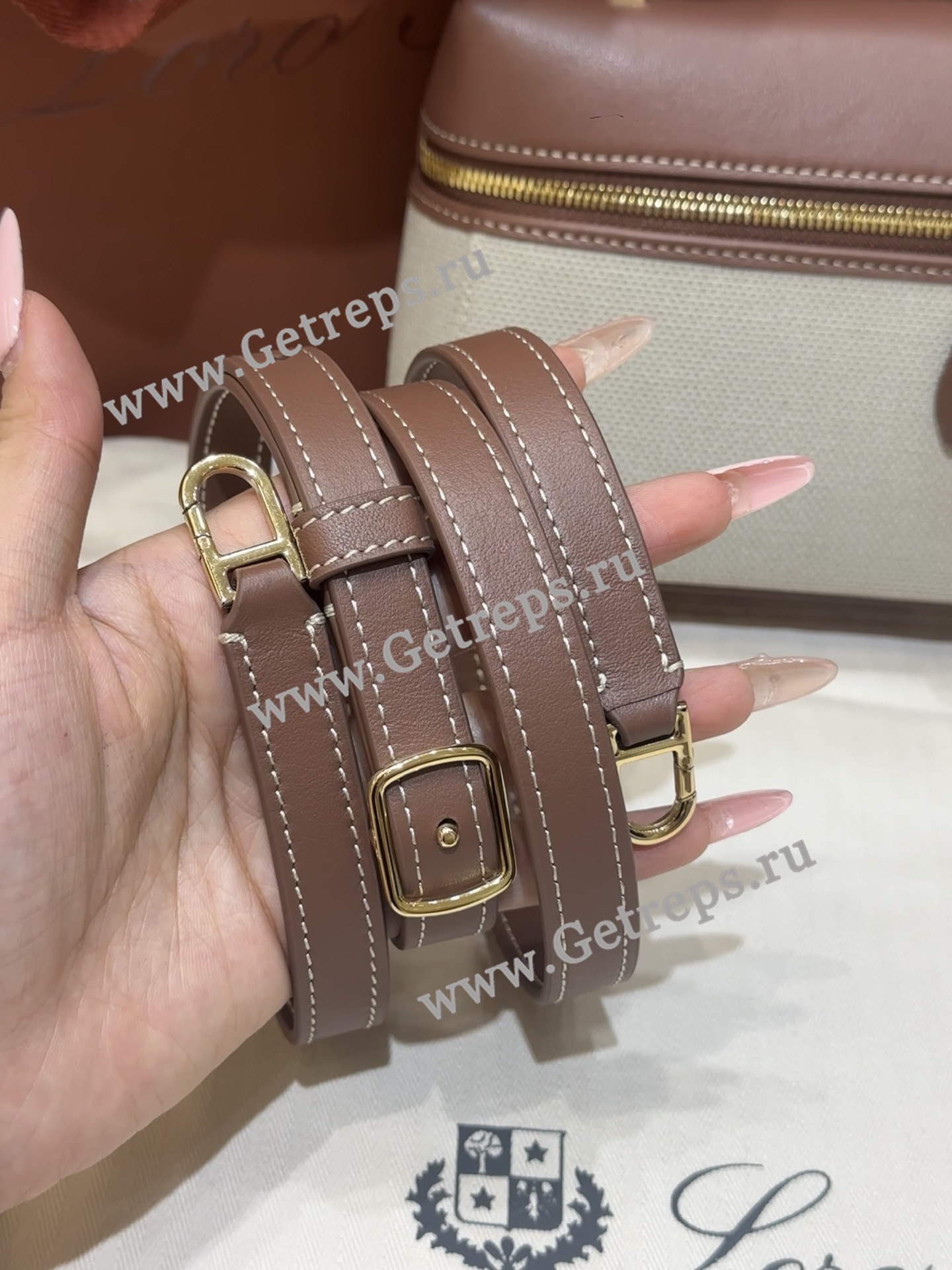 Loro Piana Extra pocket L23 Dark Red Saddle Leather with Canvas