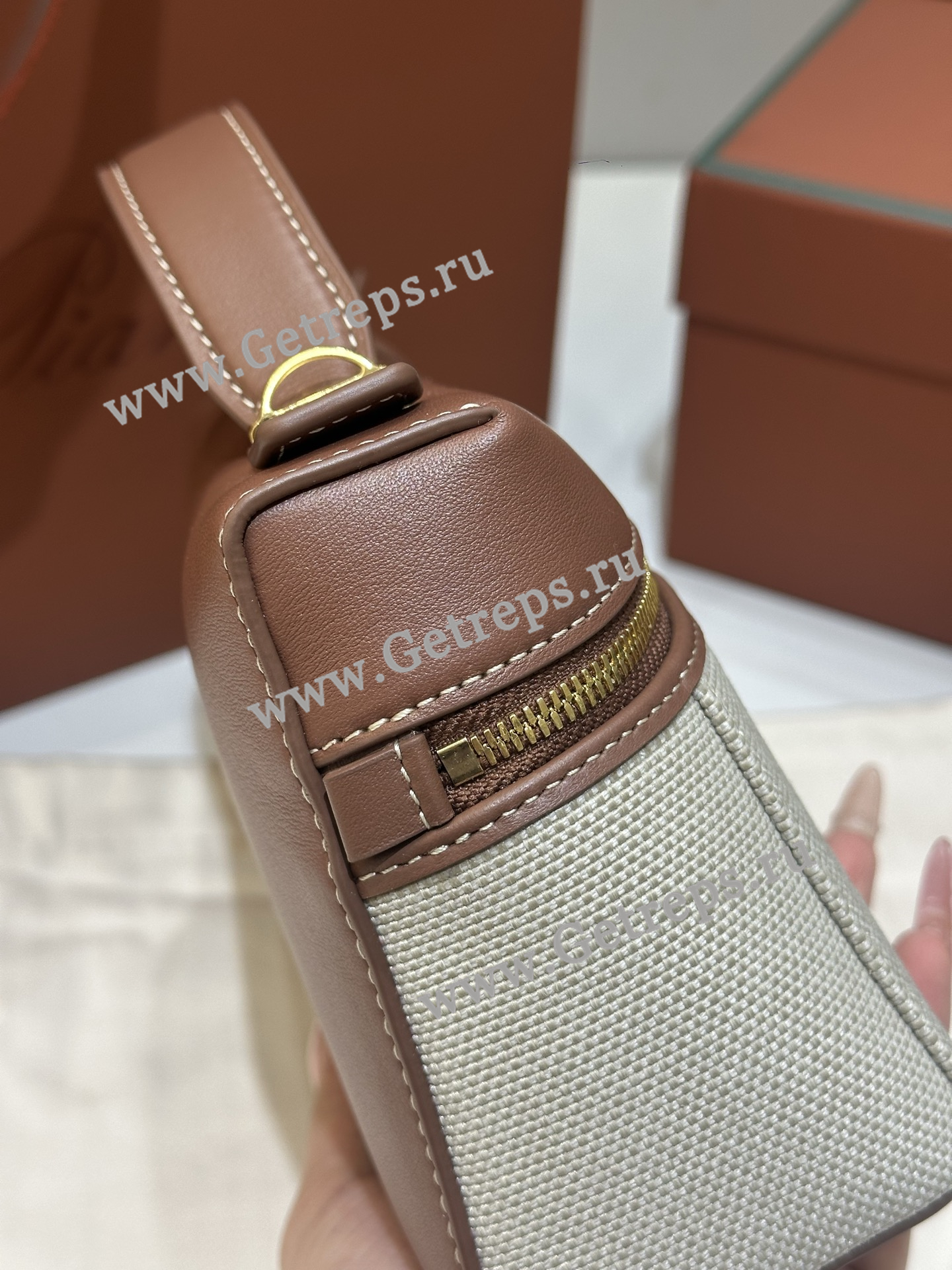 Loro Piana Extra pocket L23 Dark Red Saddle Leather with Canvas