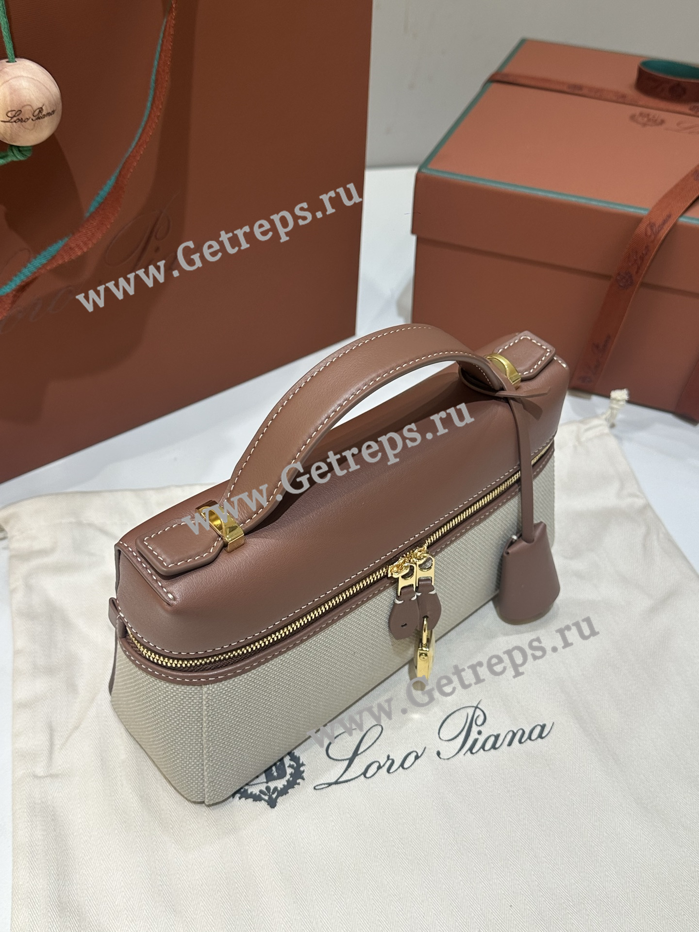 Loro Piana Extra pocket L23 Dark Red Saddle Leather with Canvas