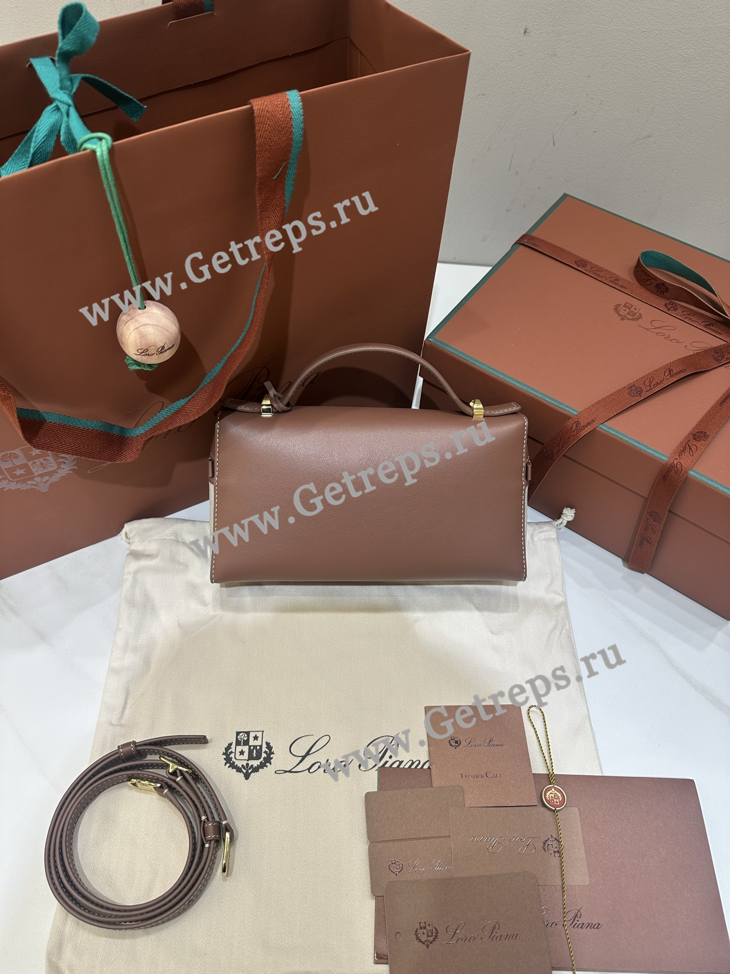 Loro Piana Extra pocket L23 Dark Red Saddle Leather with Canvas